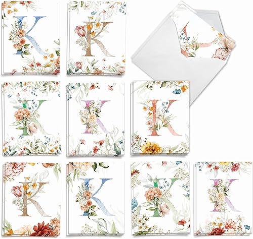 Miniatura 1 de The Best Card Company - Juego de 20 tarjetas de notas en blanco estacionarias y florales hermosas y variadas de 4 x 5.12 pulgadas con sobres, notas