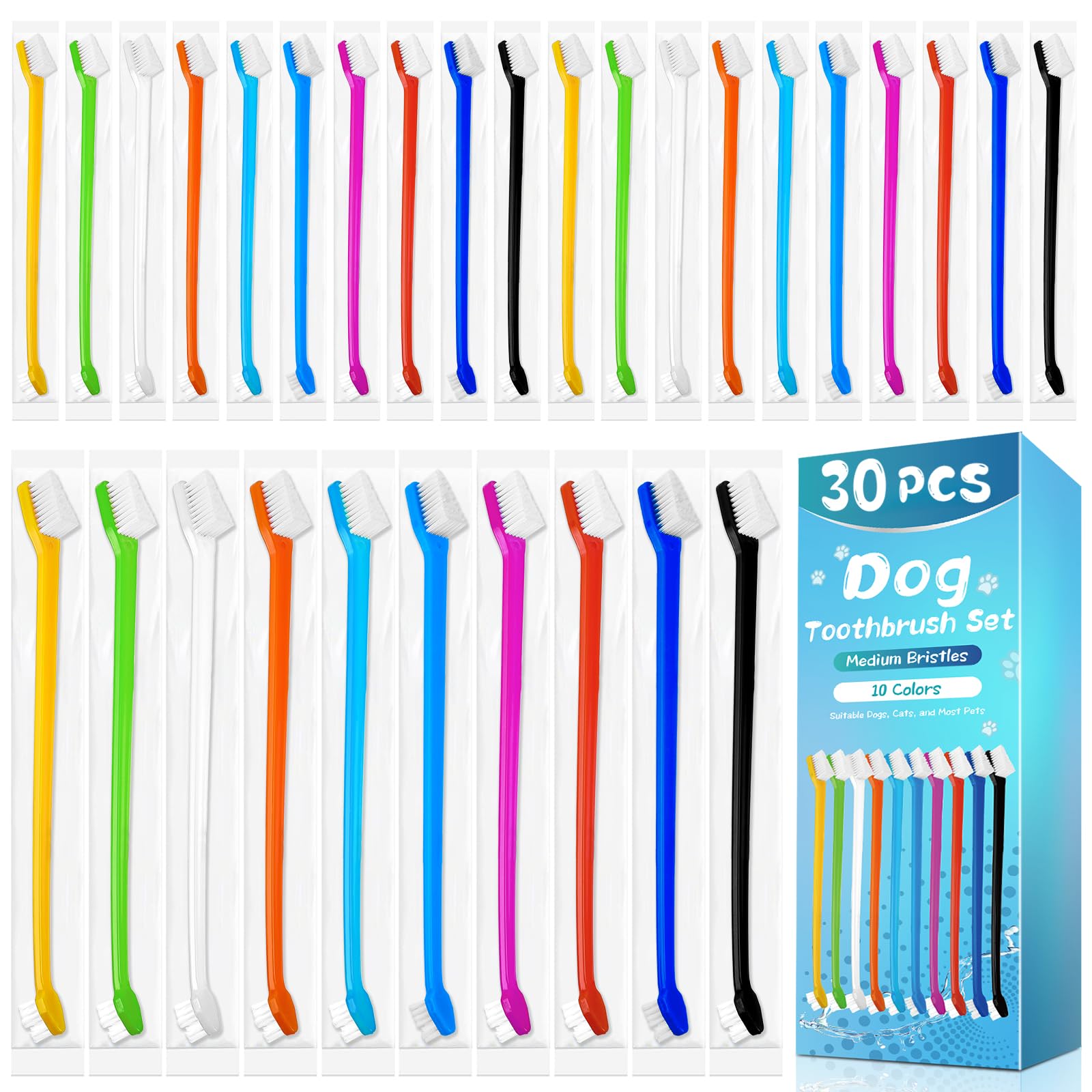 Navona Dog Toothbrushes, Double Headed Anti Slip Dog Tooth Brushing Kits, Cat Toothbrush, Pet Toothbrush for Dogs, Easy to Clean and Care for Teeth