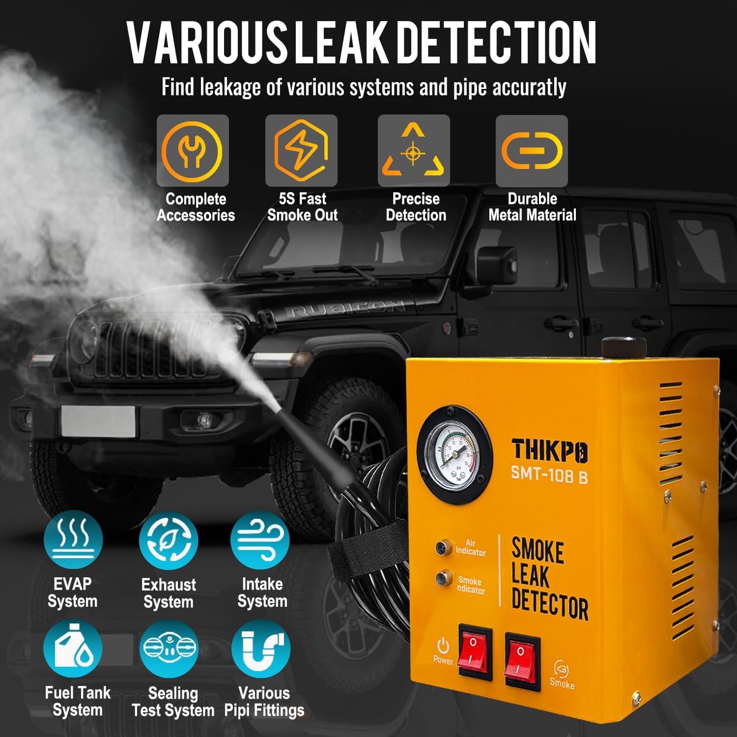 Smoke Machine Automotive Built-in Air Pump, Professional Smoke Leak Detector for Car and Universal Fuel Injector Tester and Cleaner Tool Kit, DIY Cleaning Tool Kit