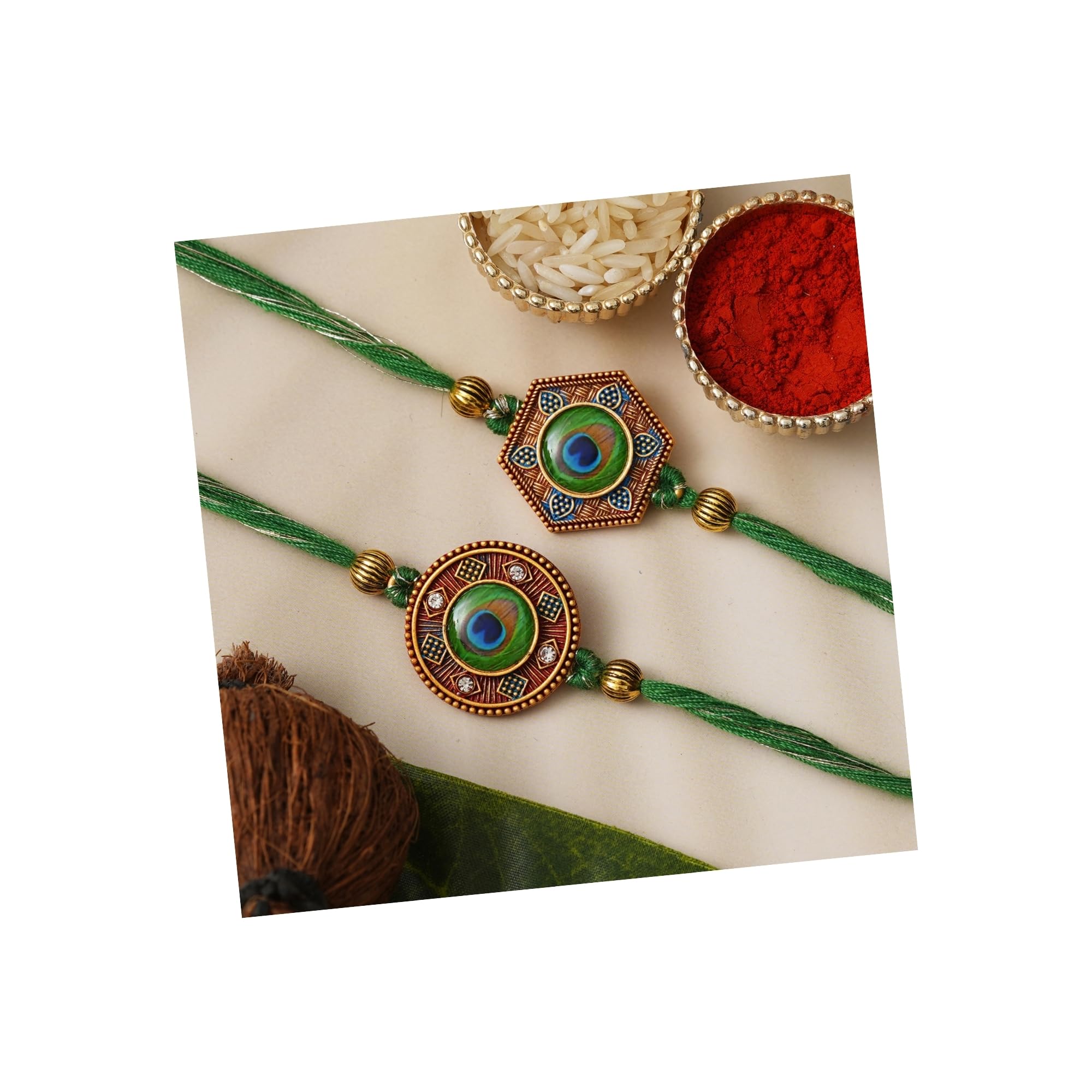 See full amazon price history chart for eCraftIndia Set of 2 Peacock Feather Designer Rakhis for Brothers with Roli Chawal Pack eCraftIndia Set of 2 Peacock Feather Designer Rakhis for Brothers with Roli Chawal Pack (B0D4QXTX2L) Amazon Price History, Amazon Price Tracker