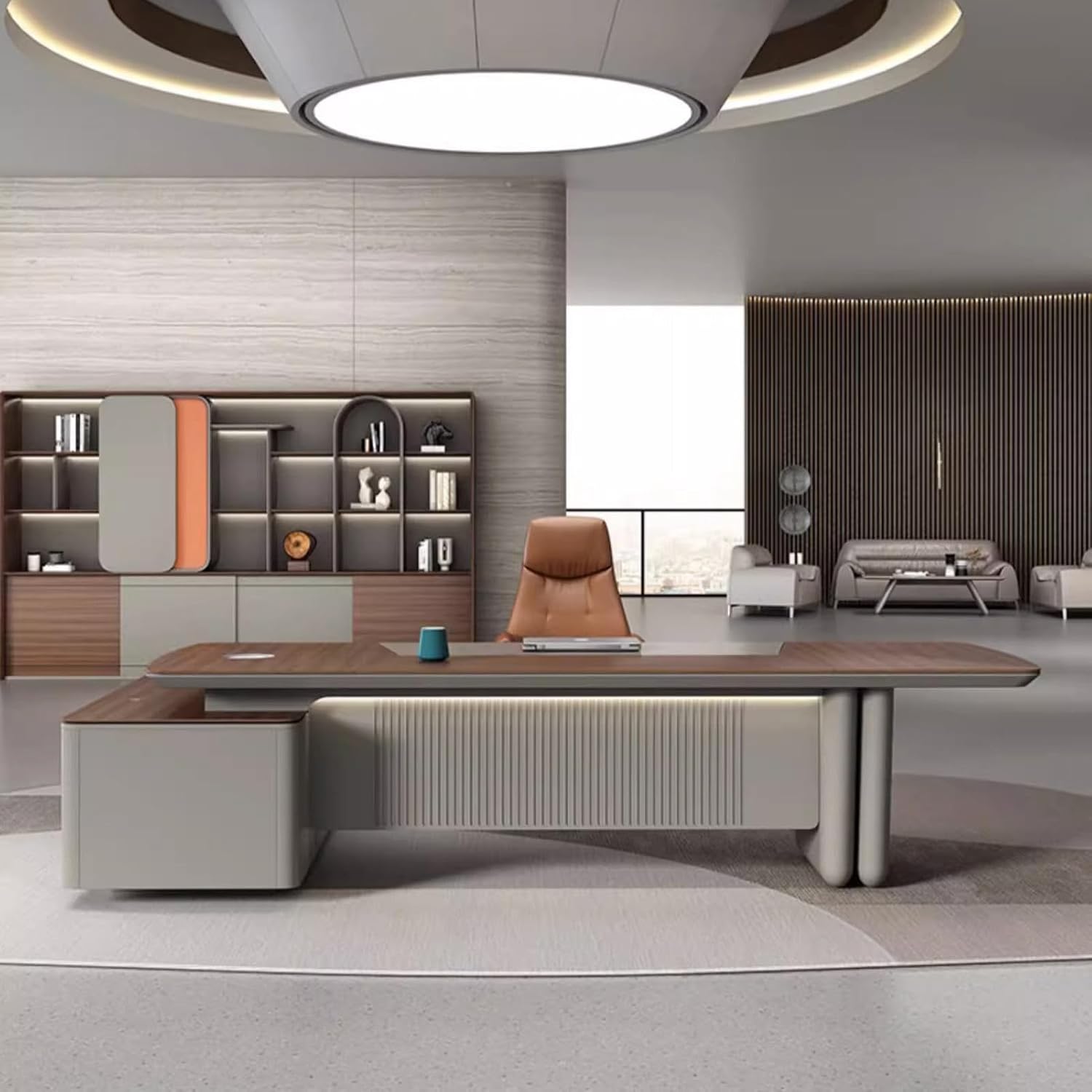 94 Modern Executive Office Desk Computer Desk with Lateral Cabinet Writing Gaming Table Business Furniture Set for Home