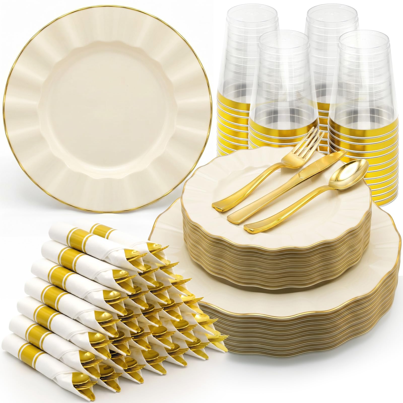 175 PCS Disposable Plates & Cutlery Set - 25 Guests -13