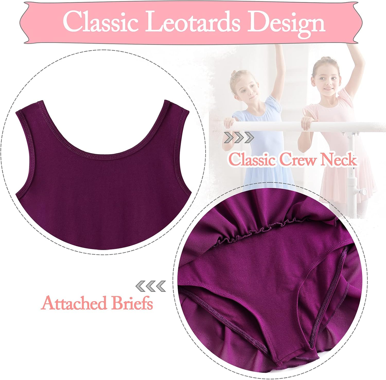 MERIABNY Tank/Long Sleeve Leotards for Girls Dance Solid Colors Ballet Tutu Dress for 3-9 Years : Clothing, Shoes & Jewelry