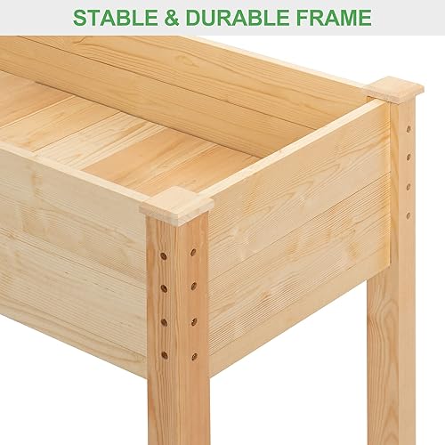 Miniatura 6 de GARFANS Jardinera elevada de madera de 4 pies, maceta elevada de madera maciza para exteriores, kit de caja de jardín con patas para verduras,