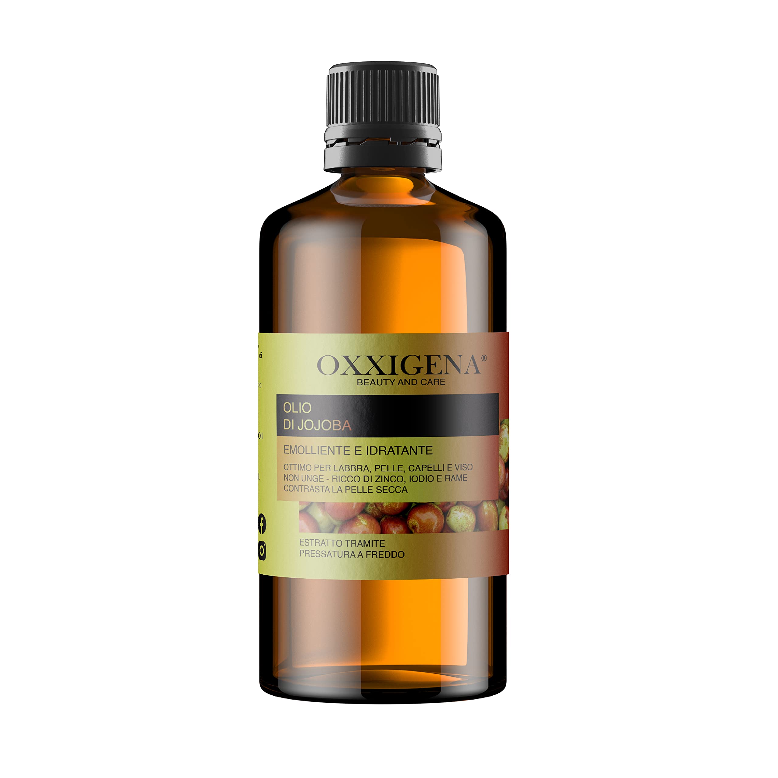 Oxxigena 100% czysty olejek jojoba, opakowanie 1000 ml, tłoczony na zimno, nawilża i głęboko odżywia skórę, nadaje włosom blasku, wegańskie i wolne od GMO