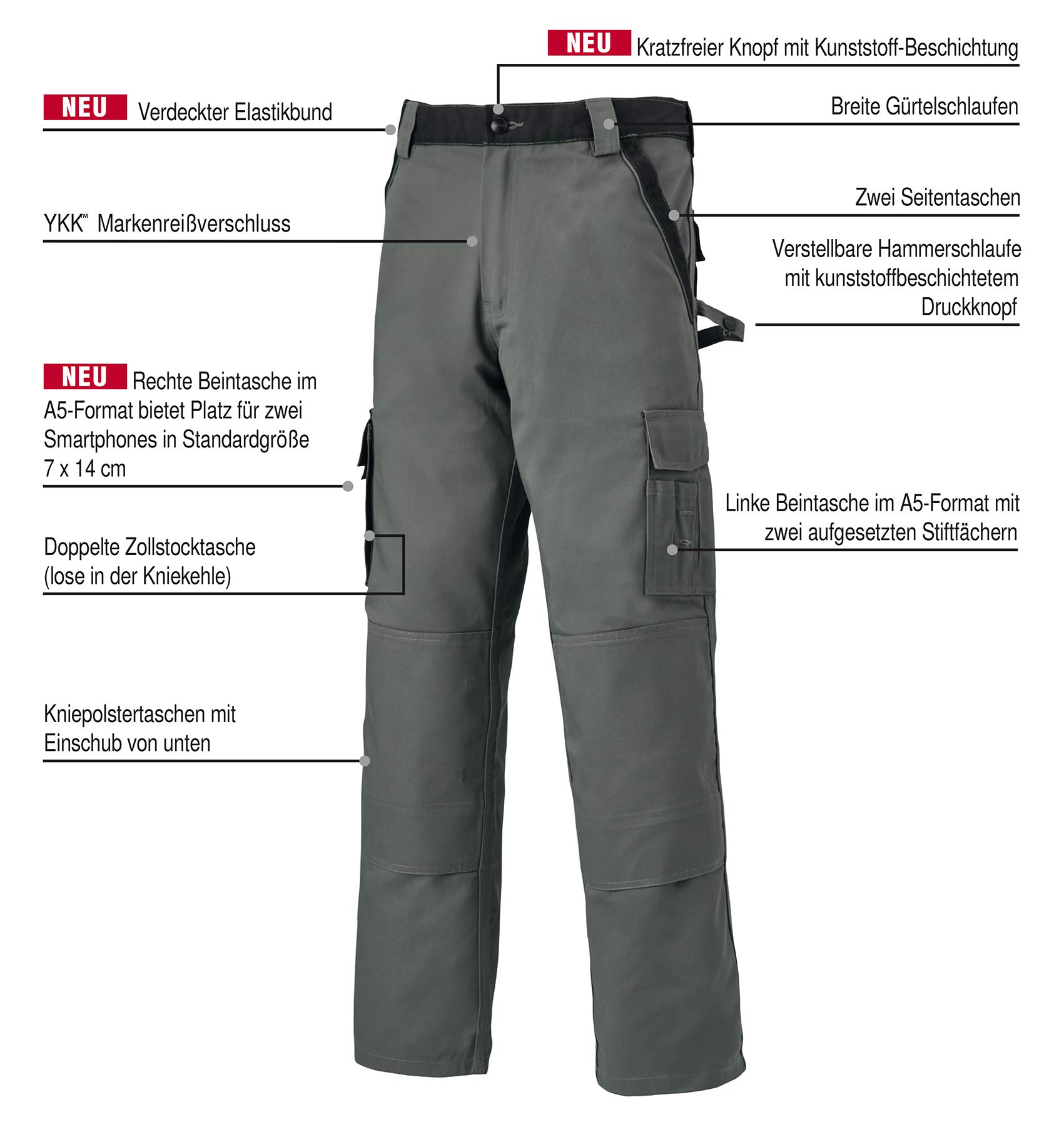 Dickies Arbeitshose Industry 30032 2.0, Sonderanfertigung, Schwarz