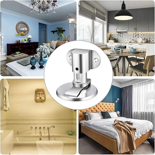 Miniatura 7 de KOLAKO Tope magnético para puerta, tapón magnético invisible con cinta adhesiva, acero inoxidable, protector de pared ajustable para el suelo (1