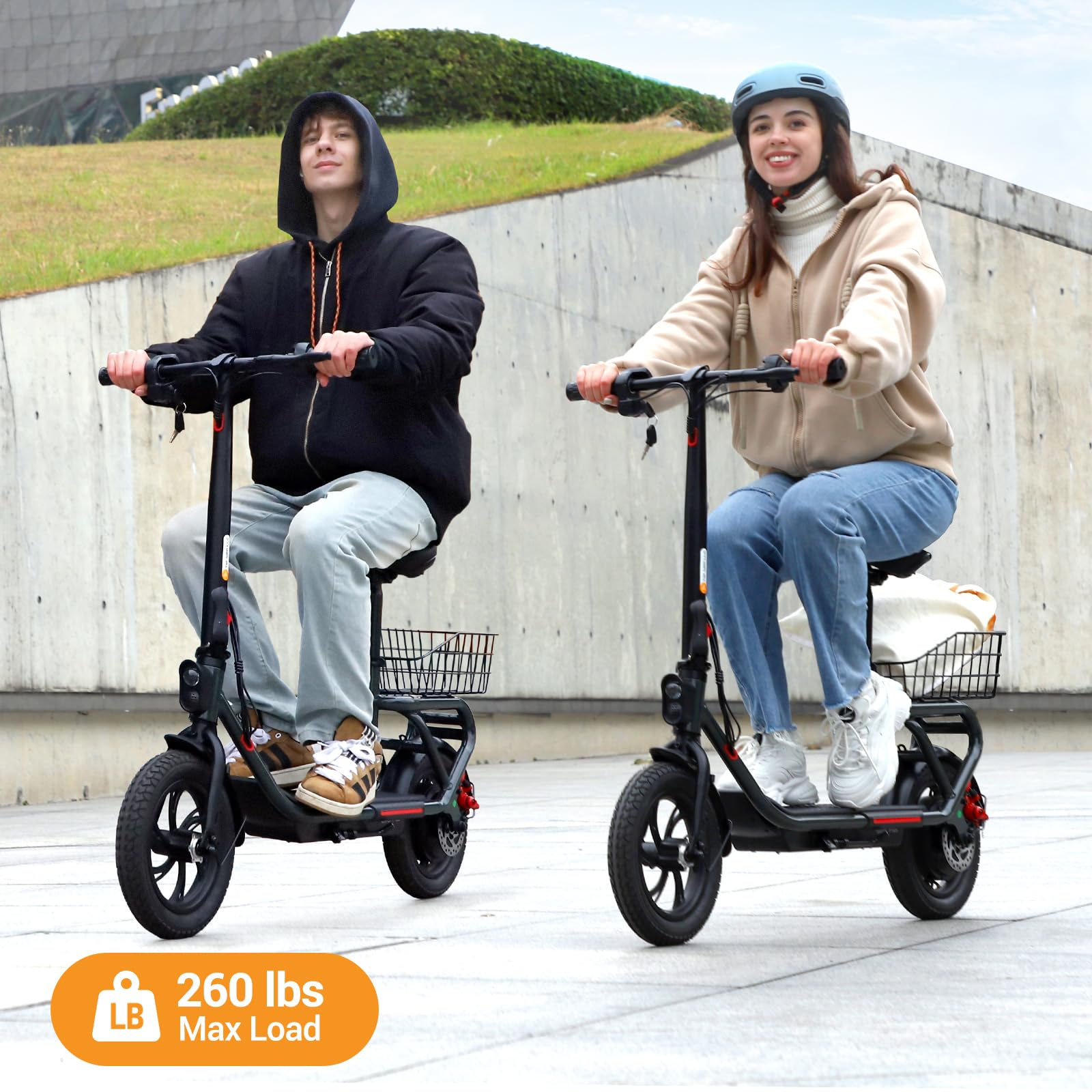 TST Electric Scooter with Seat for Adult, 20 Miles Range&19 Mph Power by 650W Peak Motor, 12