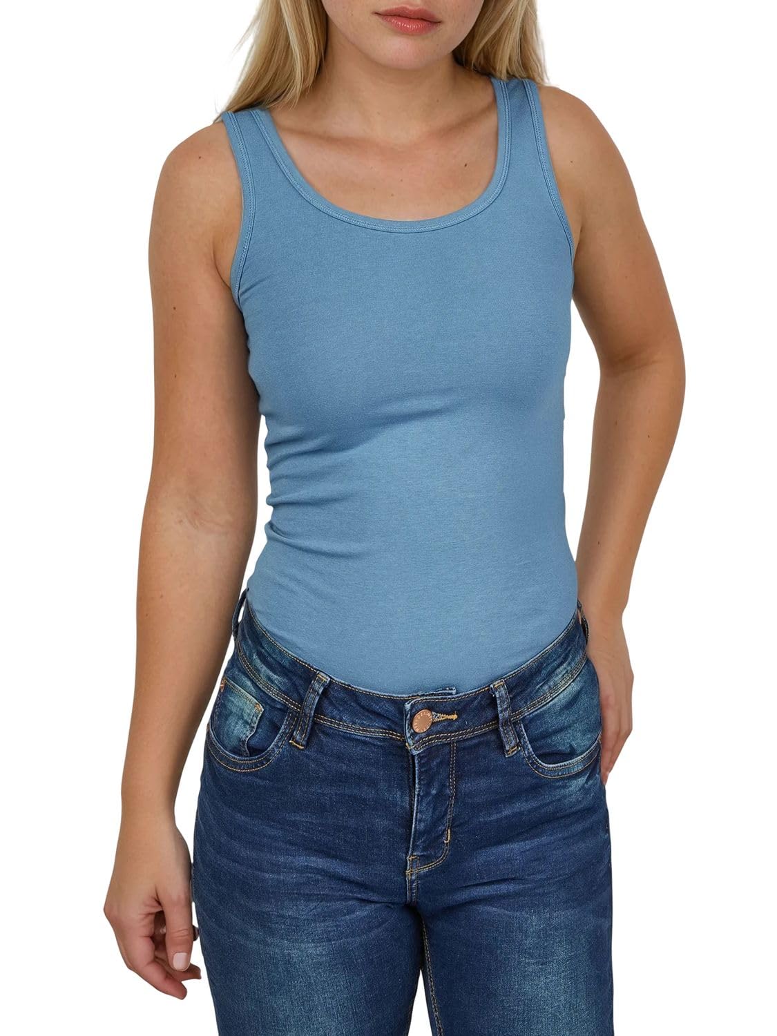 ONLY Onllive LUV Lot de 4 débardeurs d'été pour femme - Coupe ajustée - Col rond - Sans manches - Couleur unie - Noir - Blanc - Beige - Rouge - Vert - Bleu marine - Tailles S, M, L, XL, XXL