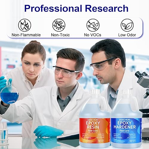 Miniatura 7 de JANCHUN Kit de resina epoxi transparente de 1 galón, sin burbujas, antiamarilleo, autonivelante, fácil de mezclar, revestimiento y resina de