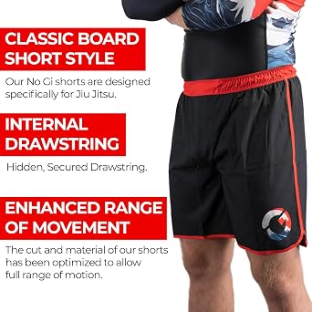 Gold BJJ The Wave Jiu Jitsu Shorts - Fight Short for No Gi, Wrestling, MMA & Boxing