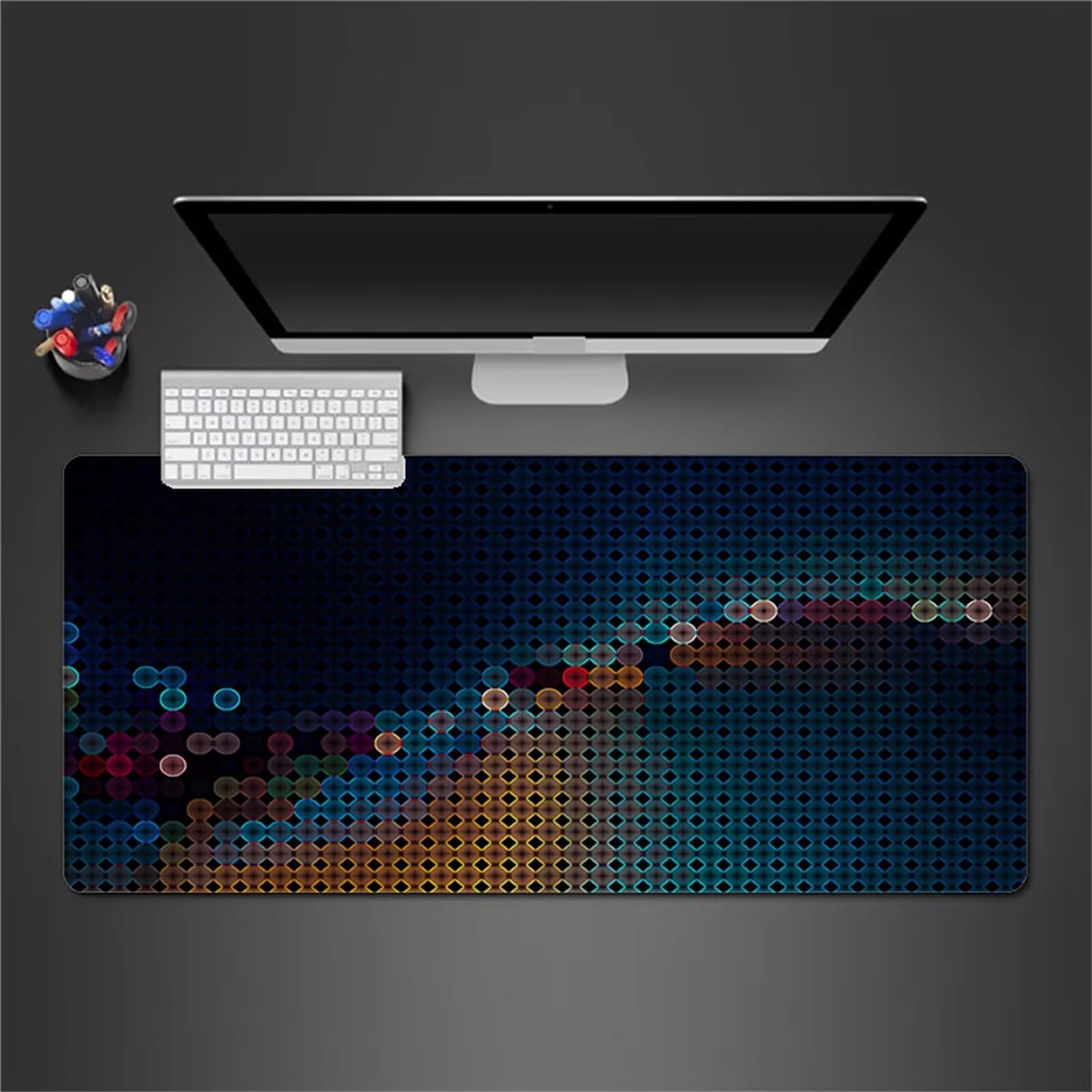Alfombrilla Raton Gaming XXL 1200x600x2cm Alfombrilla de Ratón Grande Alfombrilla Gaming de Escritorio con Base Antideslizante para Gamers PC y Portátil (Azul Geométrico)