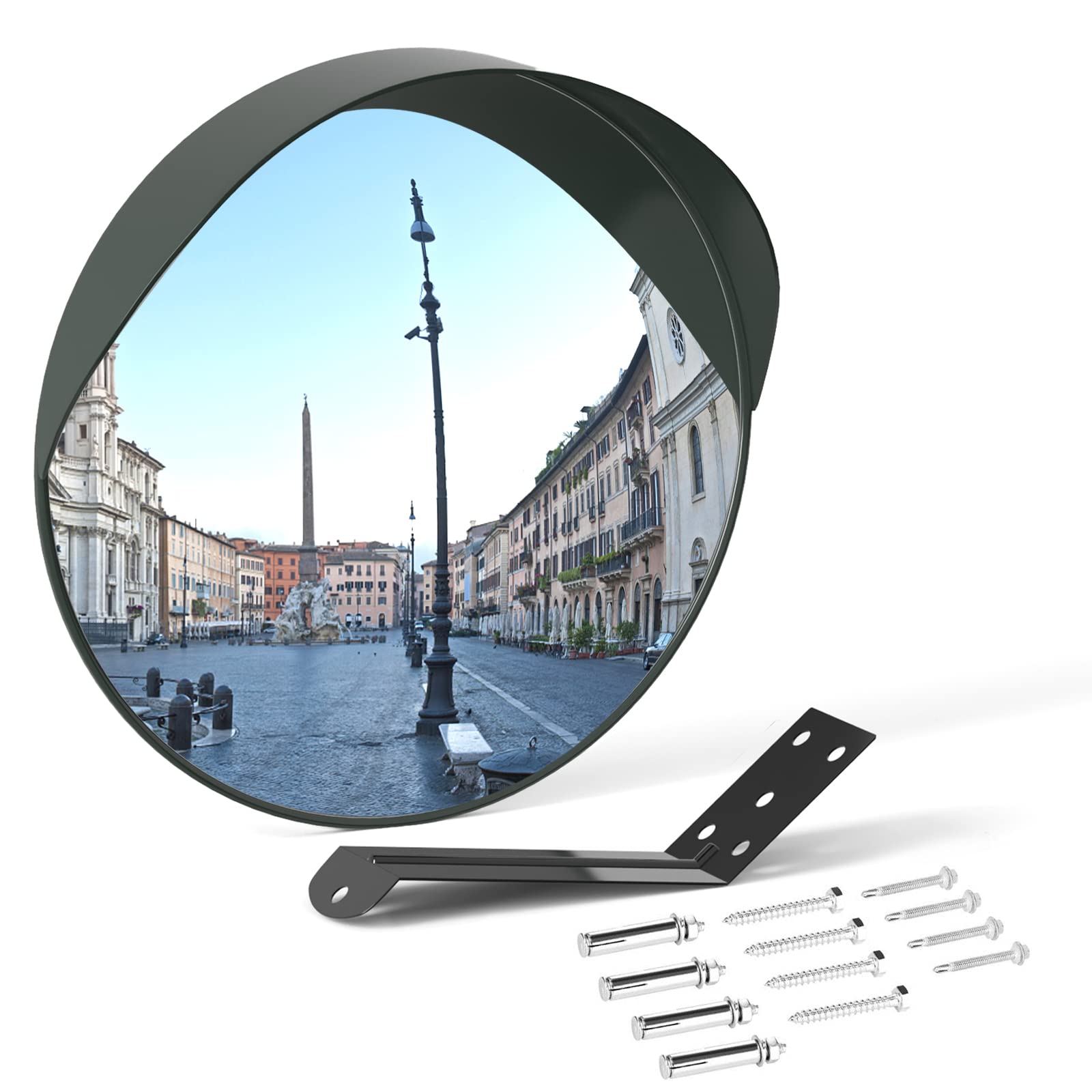 VIVIJASON 24 inch Adjustable Convex Security Mirror, Indoor Outdoor Curved Safety Mirror, Wide Angle View for Office Warehouse Driveway Store Garage Blind Spot