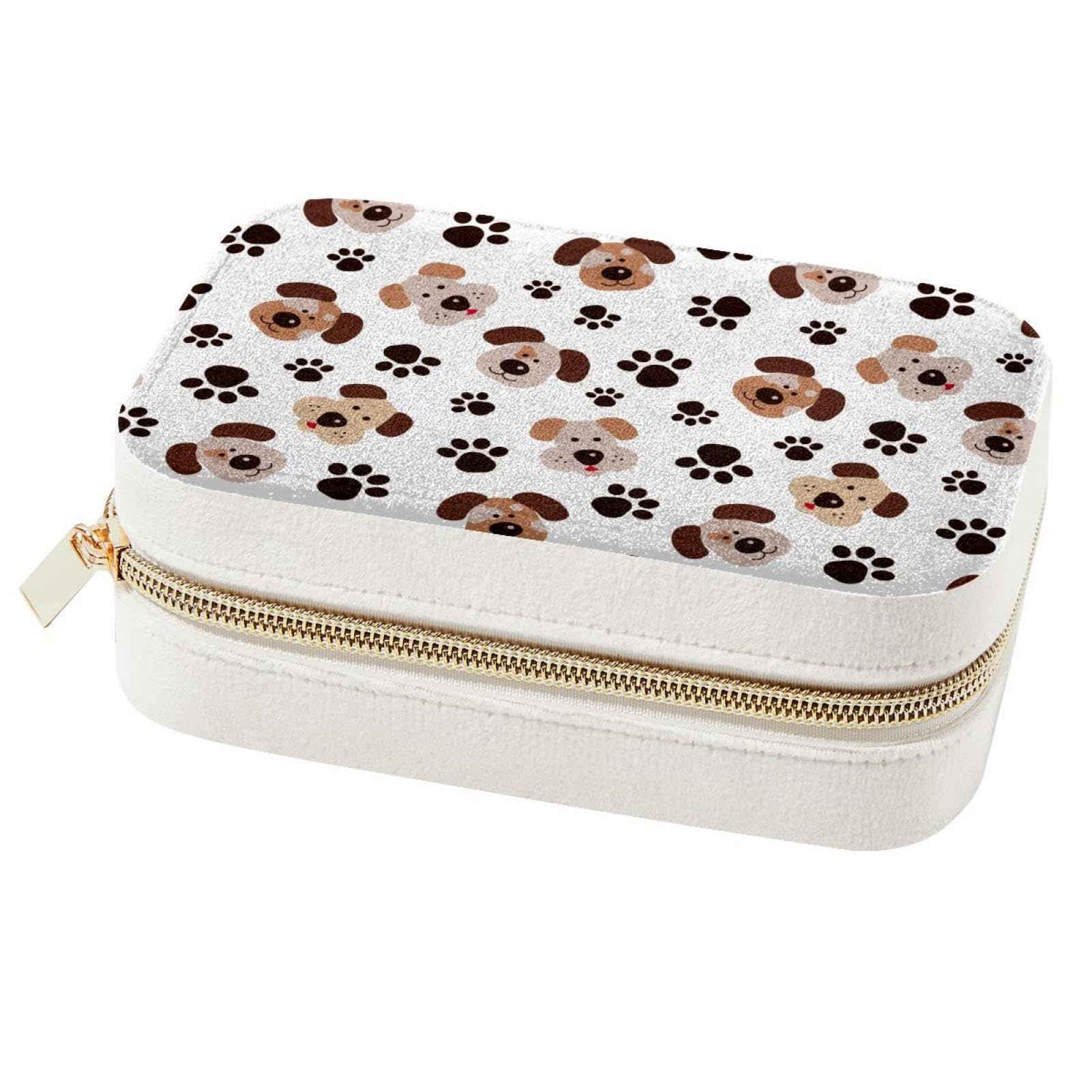 Boîte à bijoux voyage patte de chien pour organiser colliers en vacances