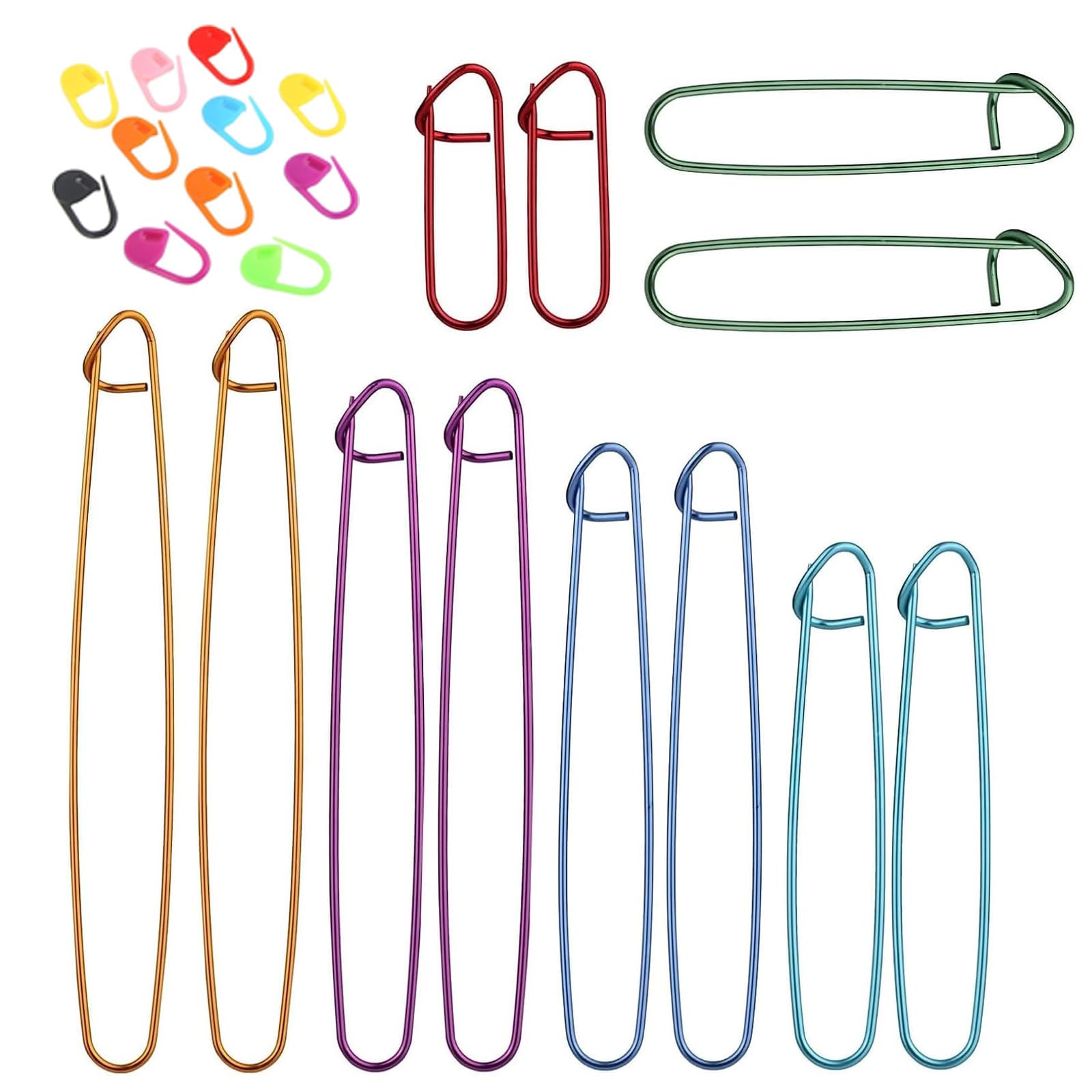 12 Pcs Stitch Holders, Stitch Holder SetStitch Holder Set, Aluminum Stitch Holders with 20 Stitch Marker Crochet for DIY Knitting Notions Crochet Needle Hooks Craft