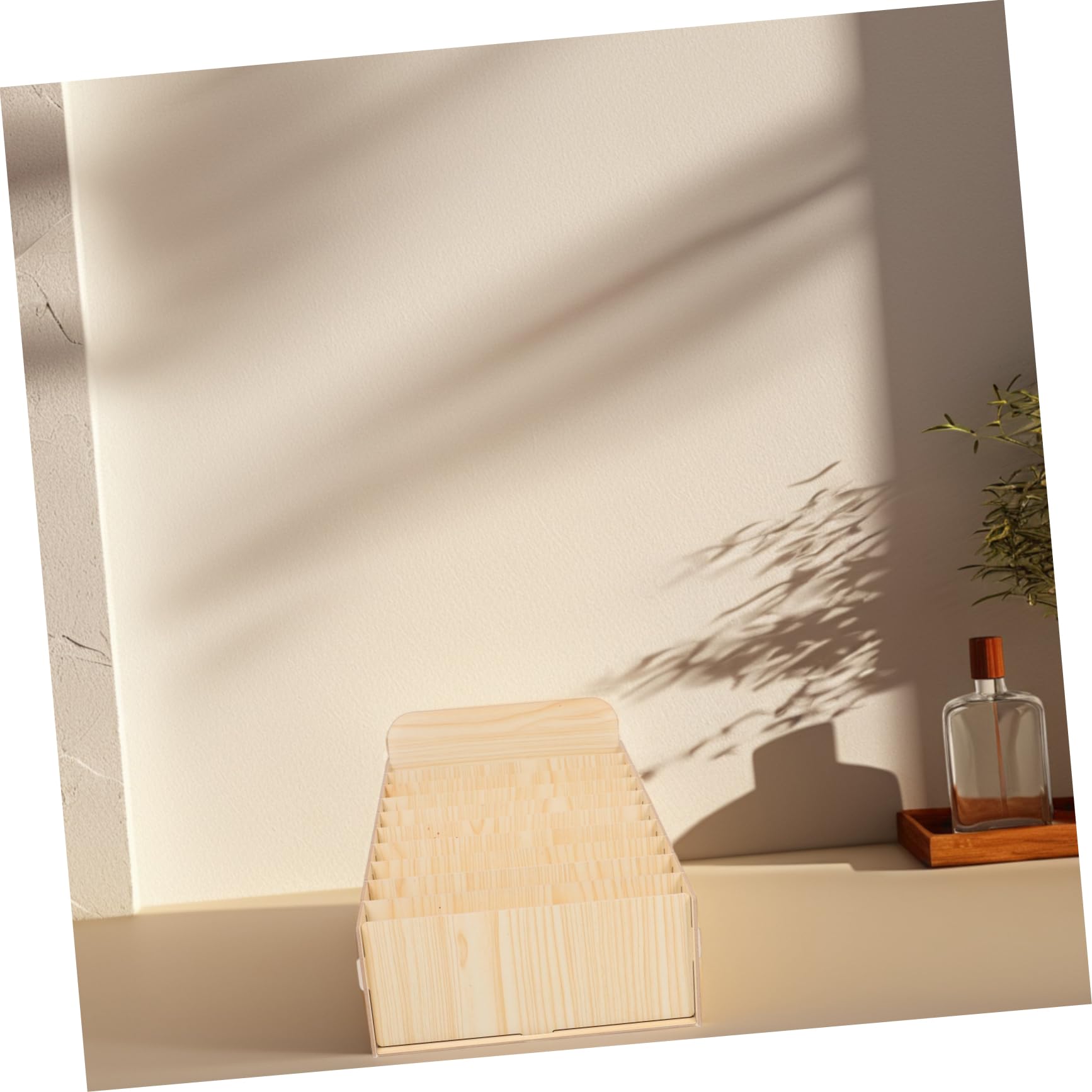 Scatola Organizzatrice Fatture in Legno Beige Multi Scomparto