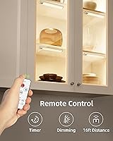 Vista 2 de EZVALO Luces LED para debajo del gabinete, luces LED inalámbricas de carga USB, iluminación con sensor de movimiento para interiores, 3500 K