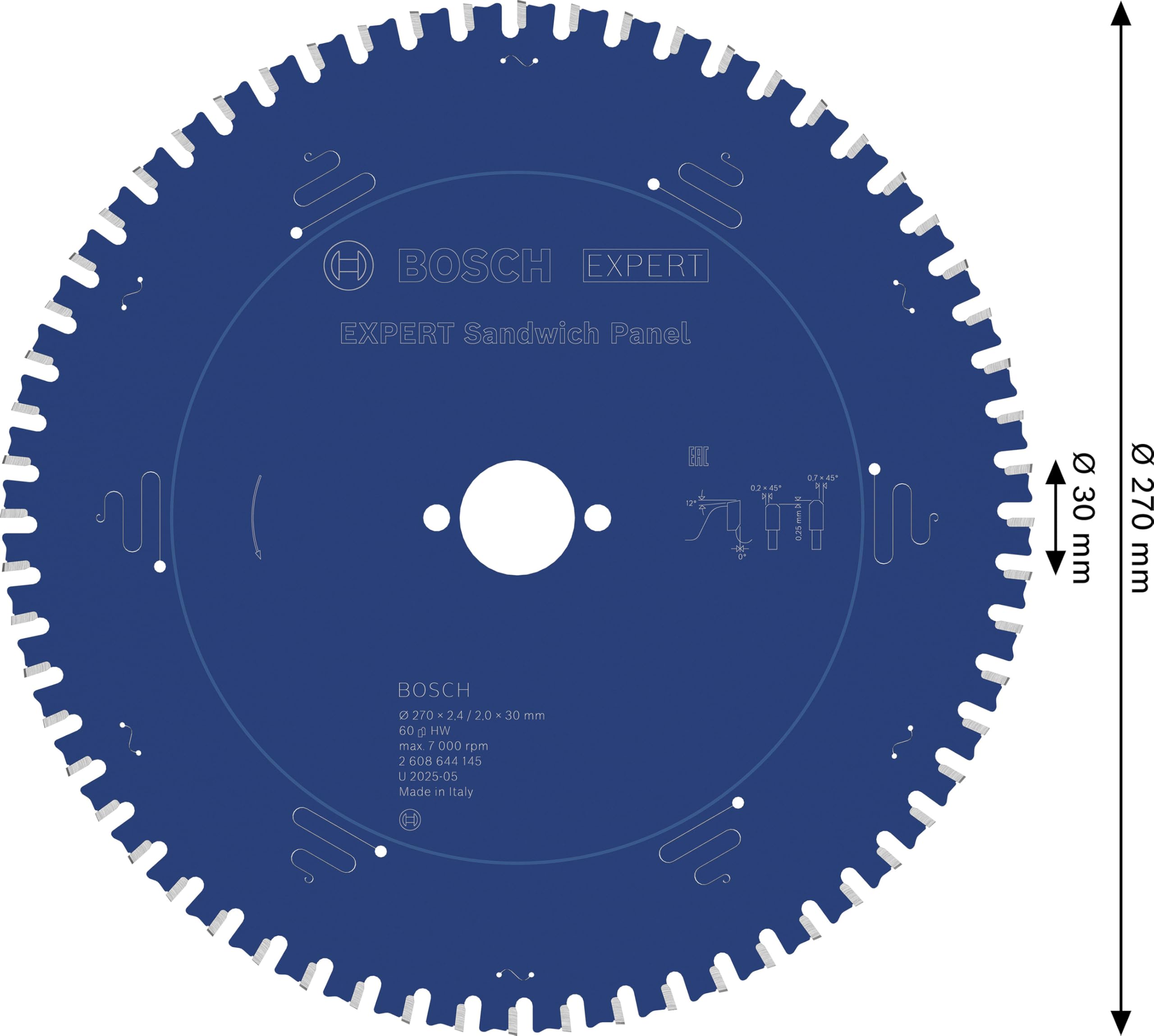 Bosch Professional 2608644145 - Disco de sierra circular CSB Expert SandwichPanel: 270x30x60D