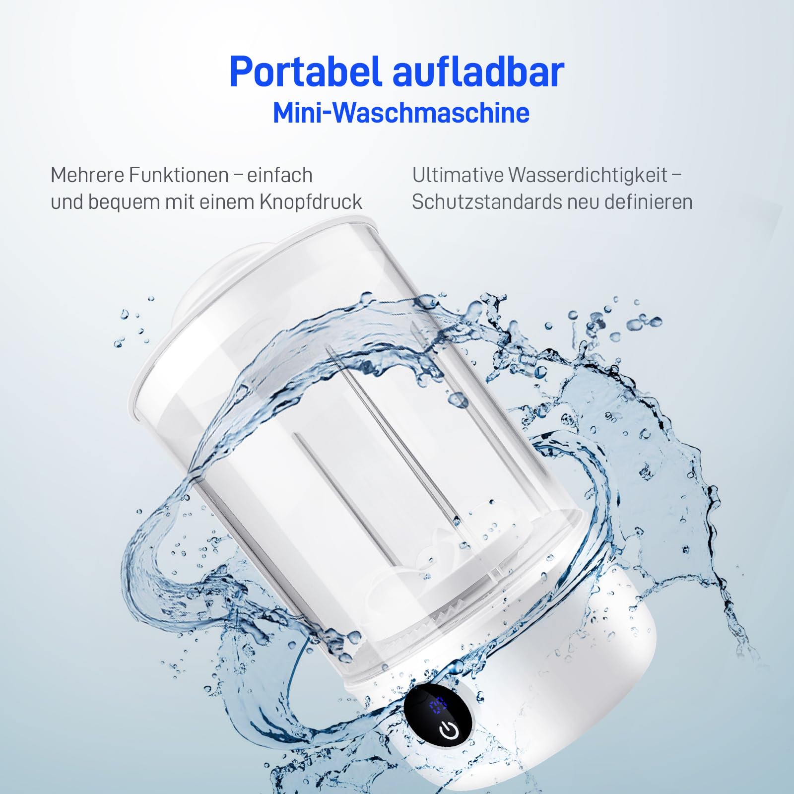 Unterwäsche-Wascher, tragbare Mini-Waschmaschine, verbesserte Mini-Waschmaschinen, wiederaufladbare drahtlose Waschmaschine, Wäschebecher für BHs, Unterwäsche, Socken (Weiß)