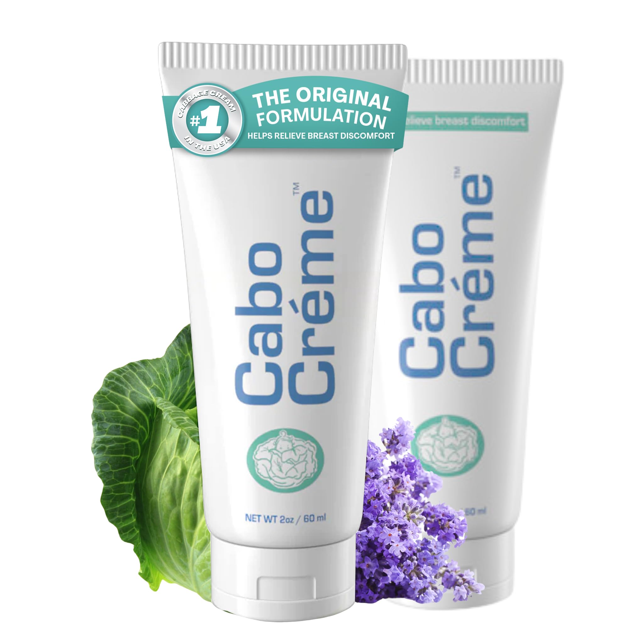 CaboCréme Cabbage Breast Cream for Tenderness & Engorgement Relief, Breastfeeding Weaning Support - Dry Up Breast Milk - Postpartum Essential - OB-GYN