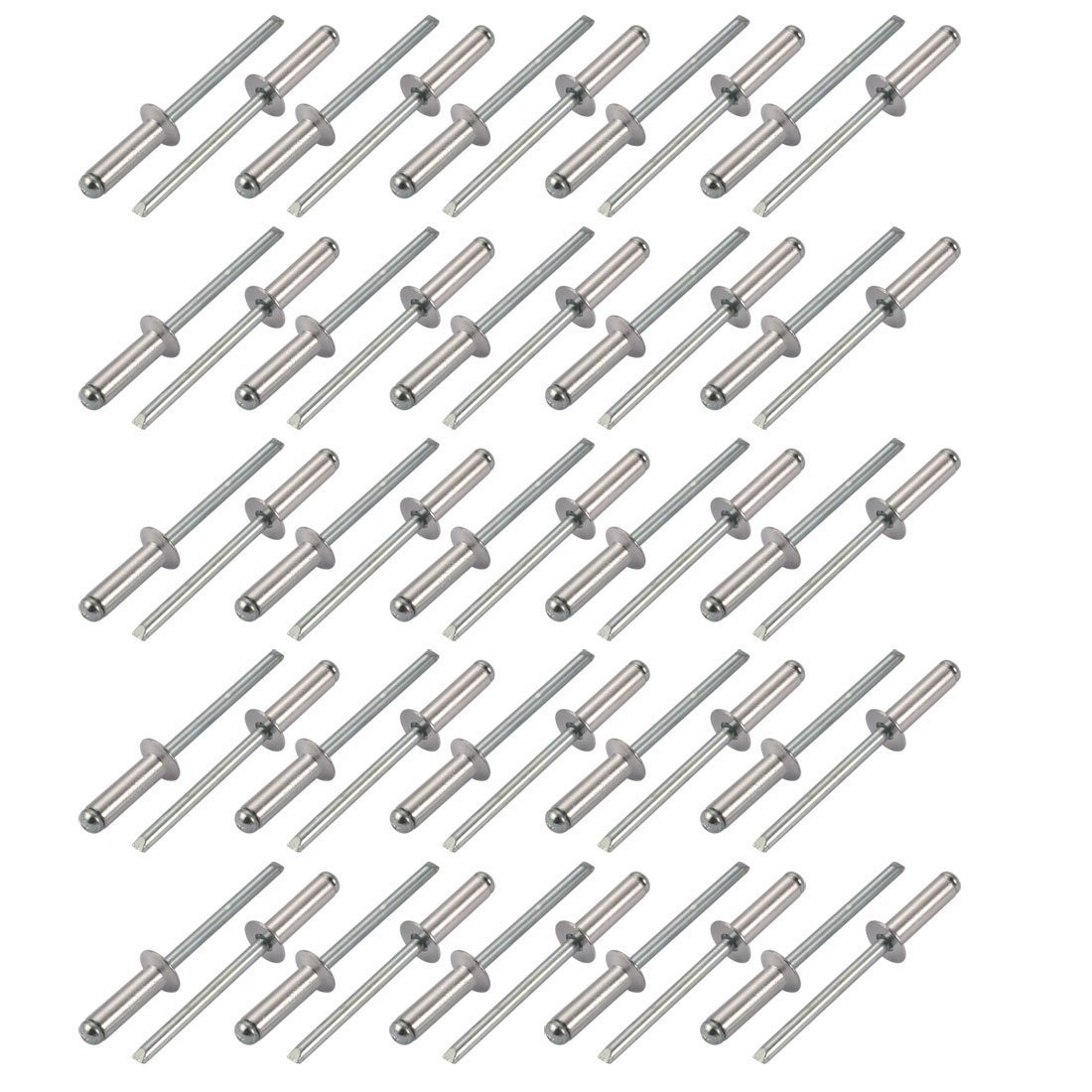 M5x16mm Aluminum Open End Countersunk Head Blind Rivets - Silver Tone, 50 Pieces
