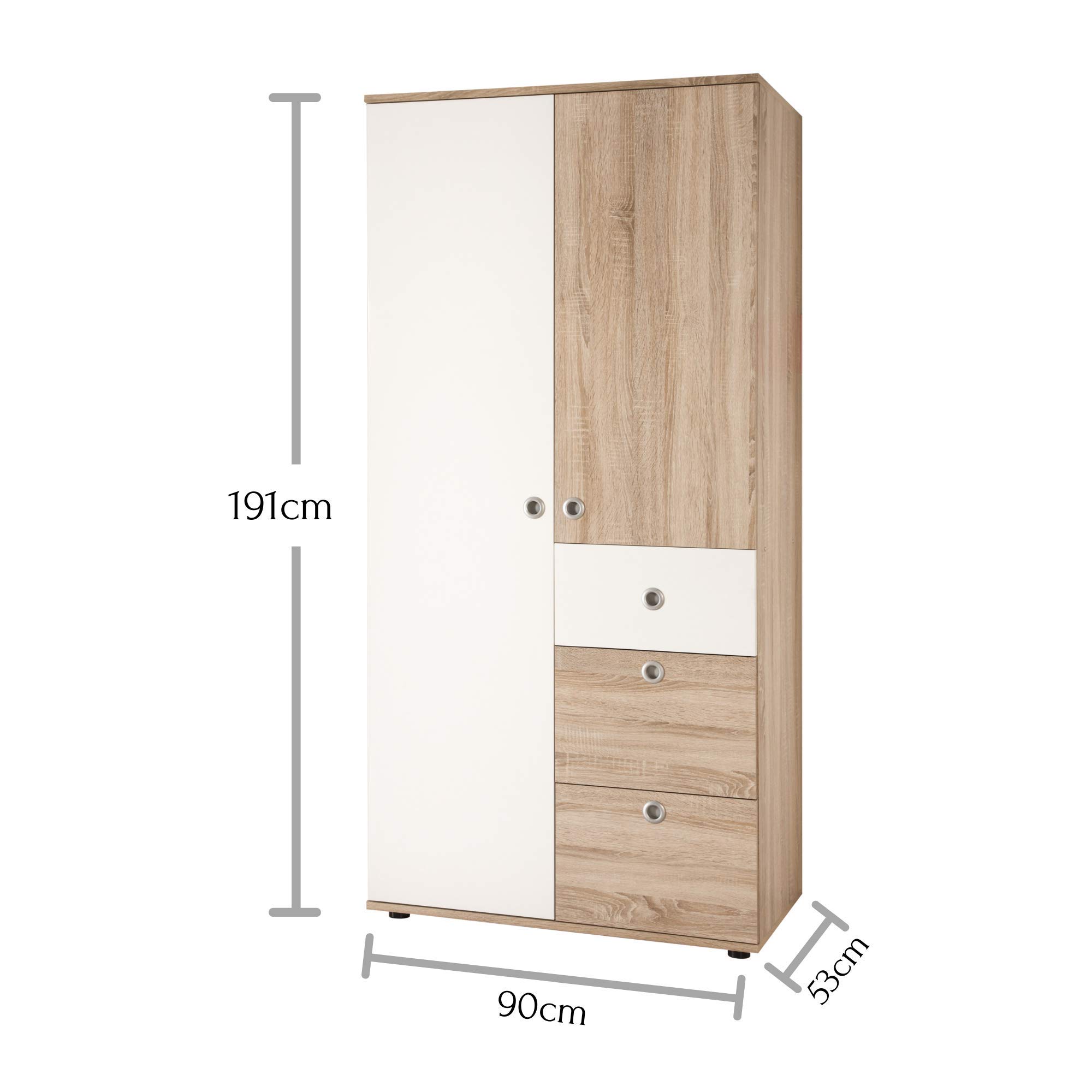 Elegante armadio per bambini a 2 ante simil rovere Sonoma 90 x 191 x 53 cm