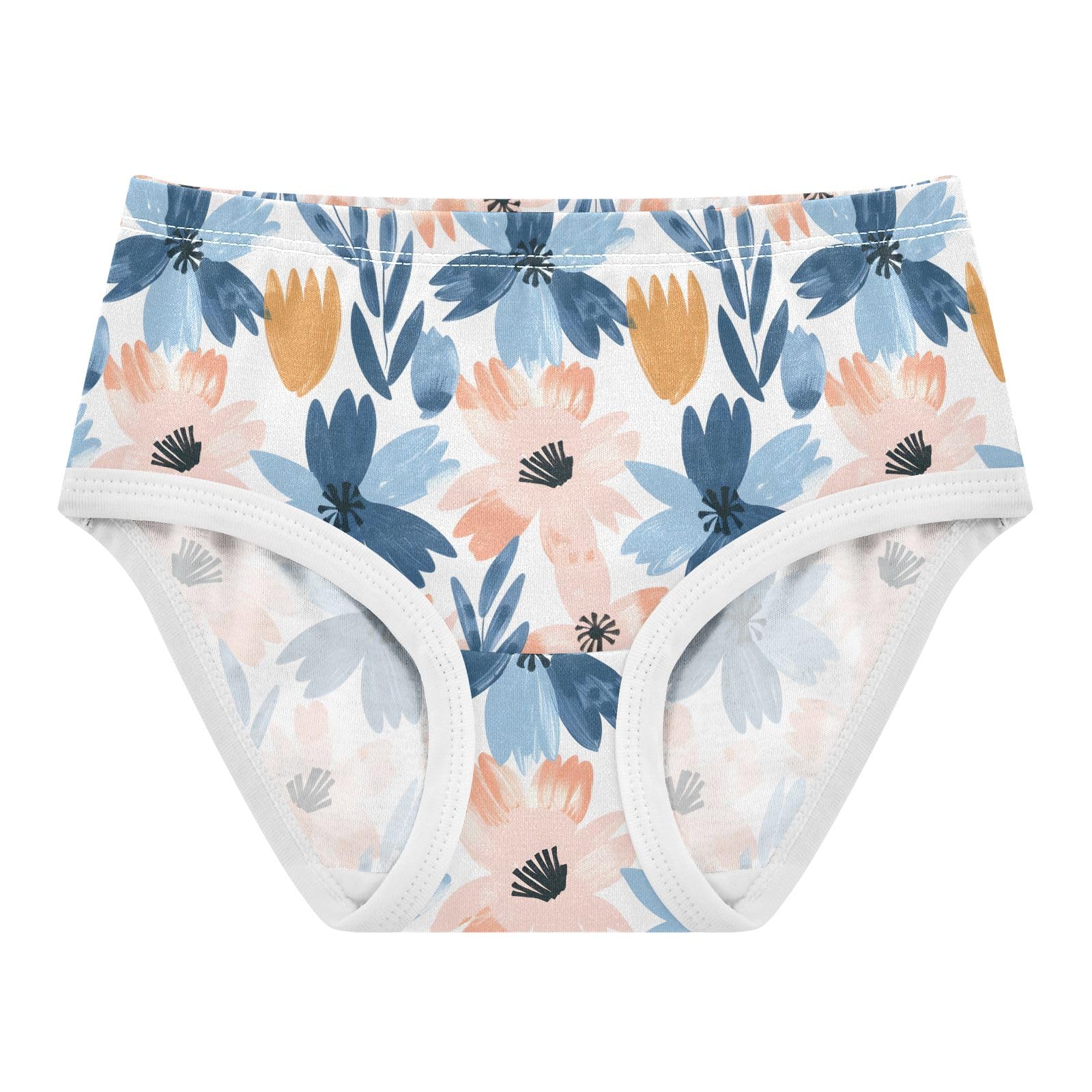 ALAZA Toddler Girls Cotton Hipster Underwear Soft Abstract Flowers Pink Blue 2 Pack 2T