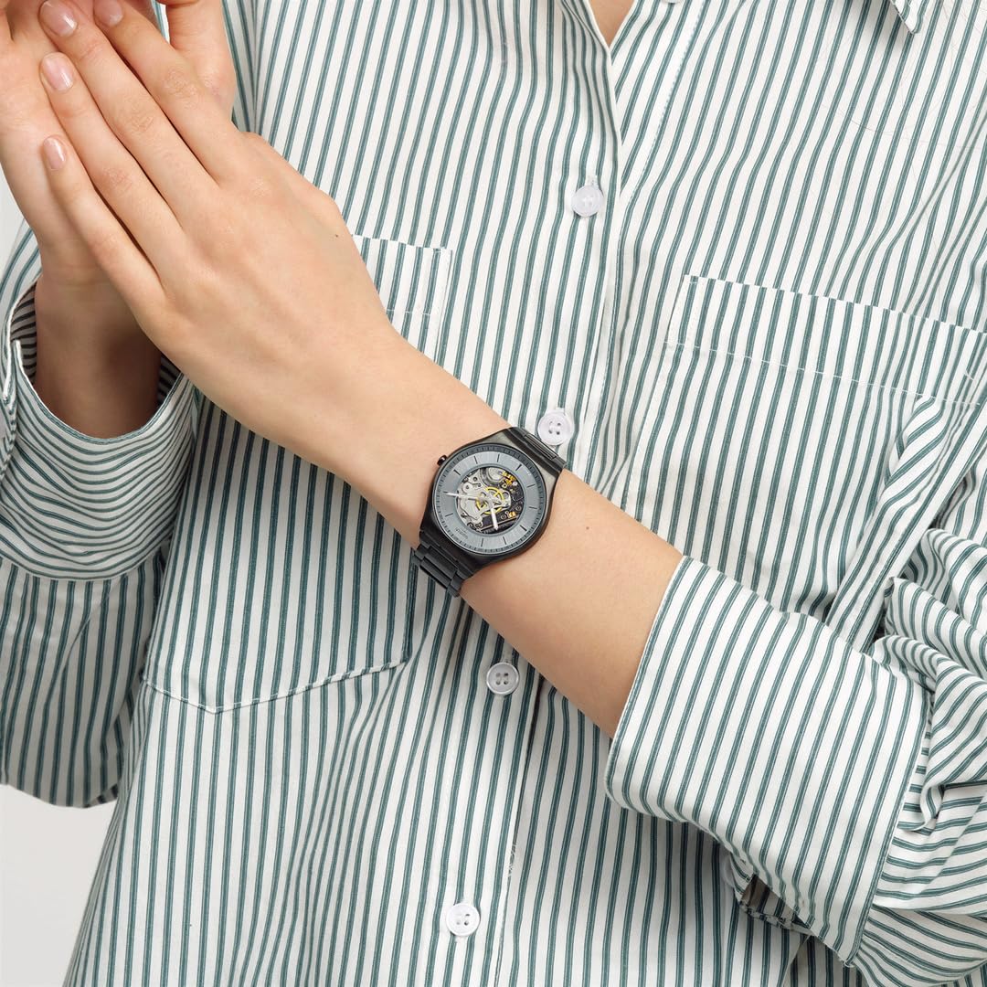 Swatch SS07B113G TRAIN THE HANDS Orologio, Nero, Tipo di bracciale