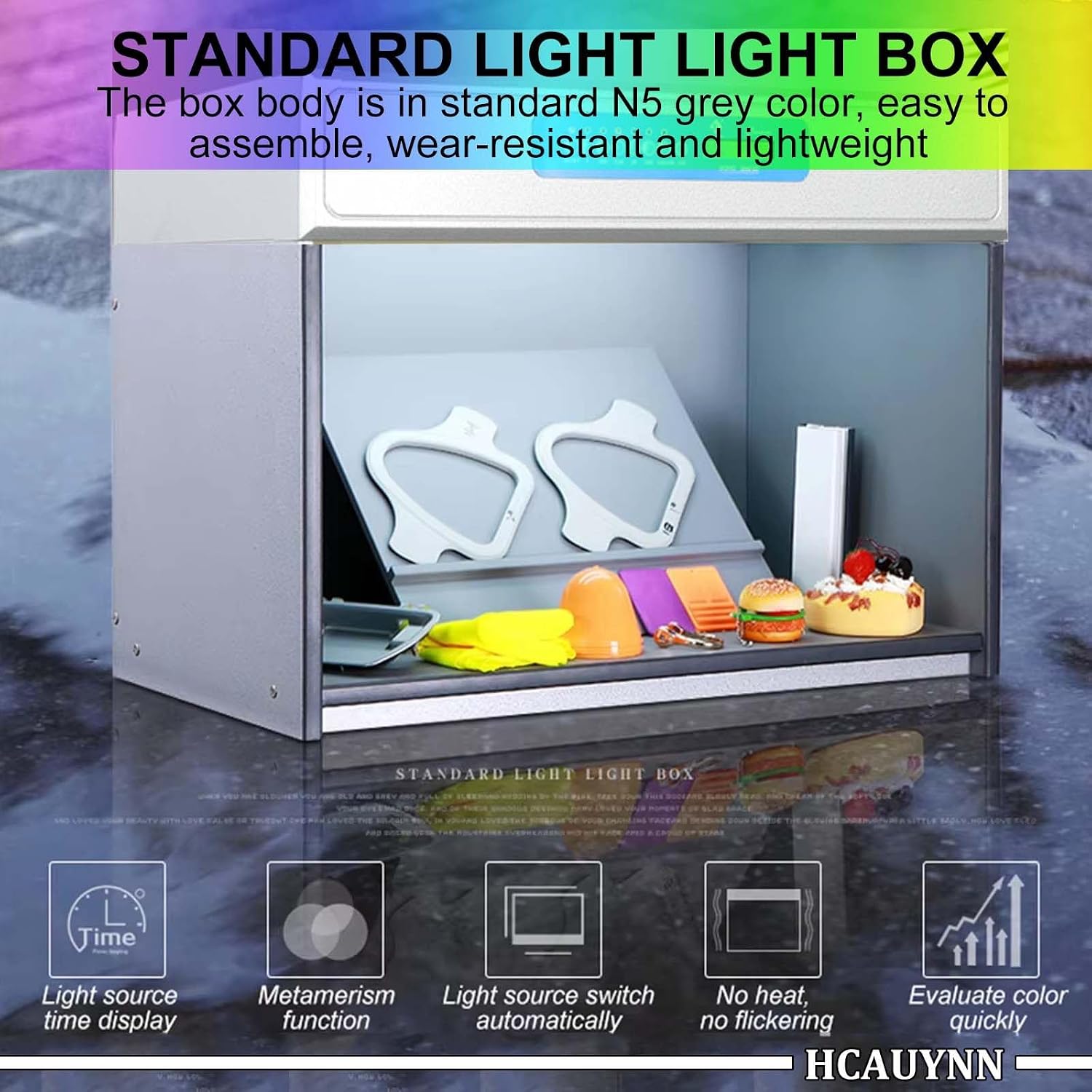 Color Assessment Cabinet with 6 Light Sources - Professional Color Matching Light Box for Fabric, Clothing, Printing, Building Blocks, Ideal for Accurate Color Evaluation