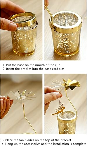 Miniatura 7 de Candelabros giratorios, candelabros de cristal dorado Starlight, restaurante, boda, Navidad, día de San Valentín, Acción de Gracias, boda,