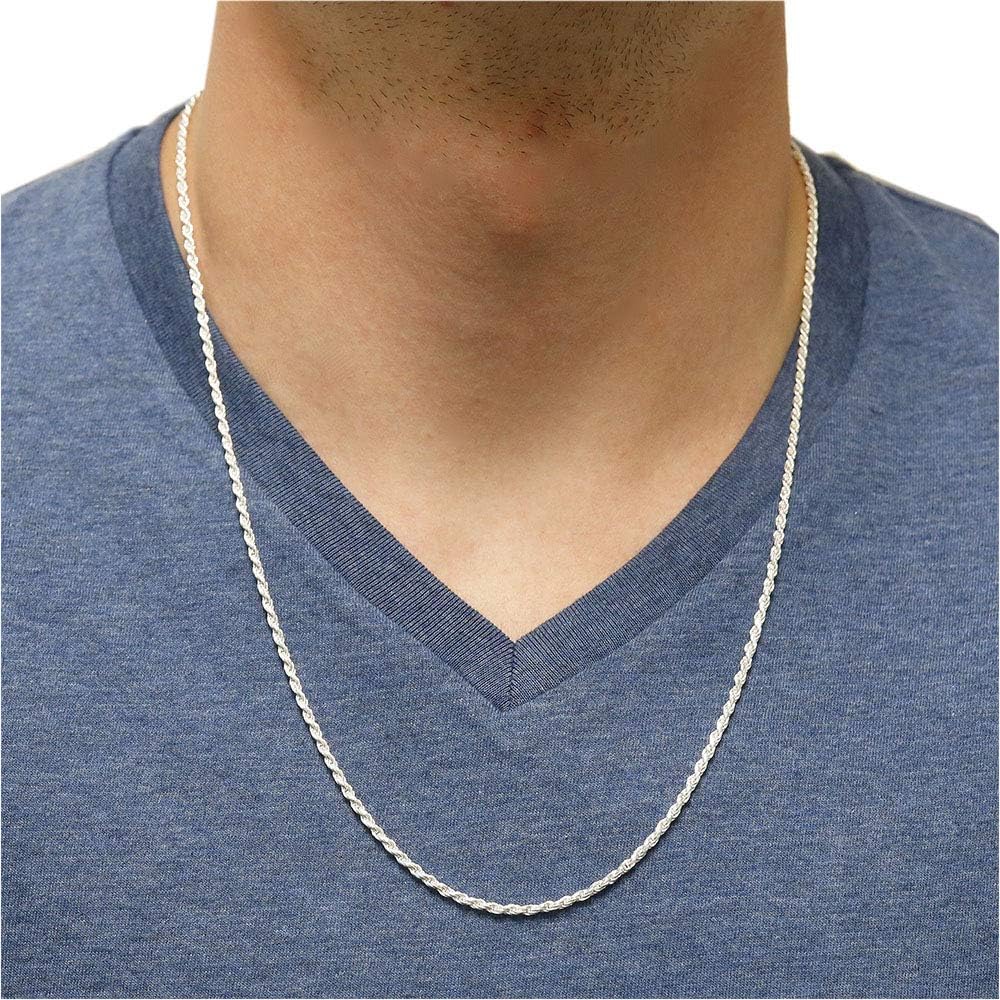 Verona Jewelers 925 Sterling Silver Diamond-Cut Rope Chain Solid Link Necklace 2MM 2.5MM 3MM- Braided Twist Necklace, Men Women,925 sterling silver necklace Made In Italy, 14-36 - Image 2