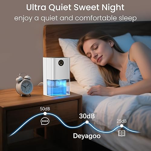 Miniatura 3 de Deshumidificador, deshumidificadores pequeños de 50 onzas para habitación del hogar, silencioso con apagado automático, deshumidificadores para