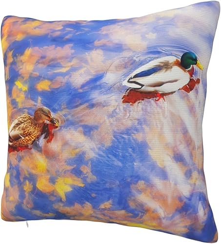 Miniatura 2 de YIPOCH Patos hojas de otoño fundas de almohada de 26 x 26 pulgadas, fundas de cojín decorativas para sofá, fundas de almohada para cojines de sala,