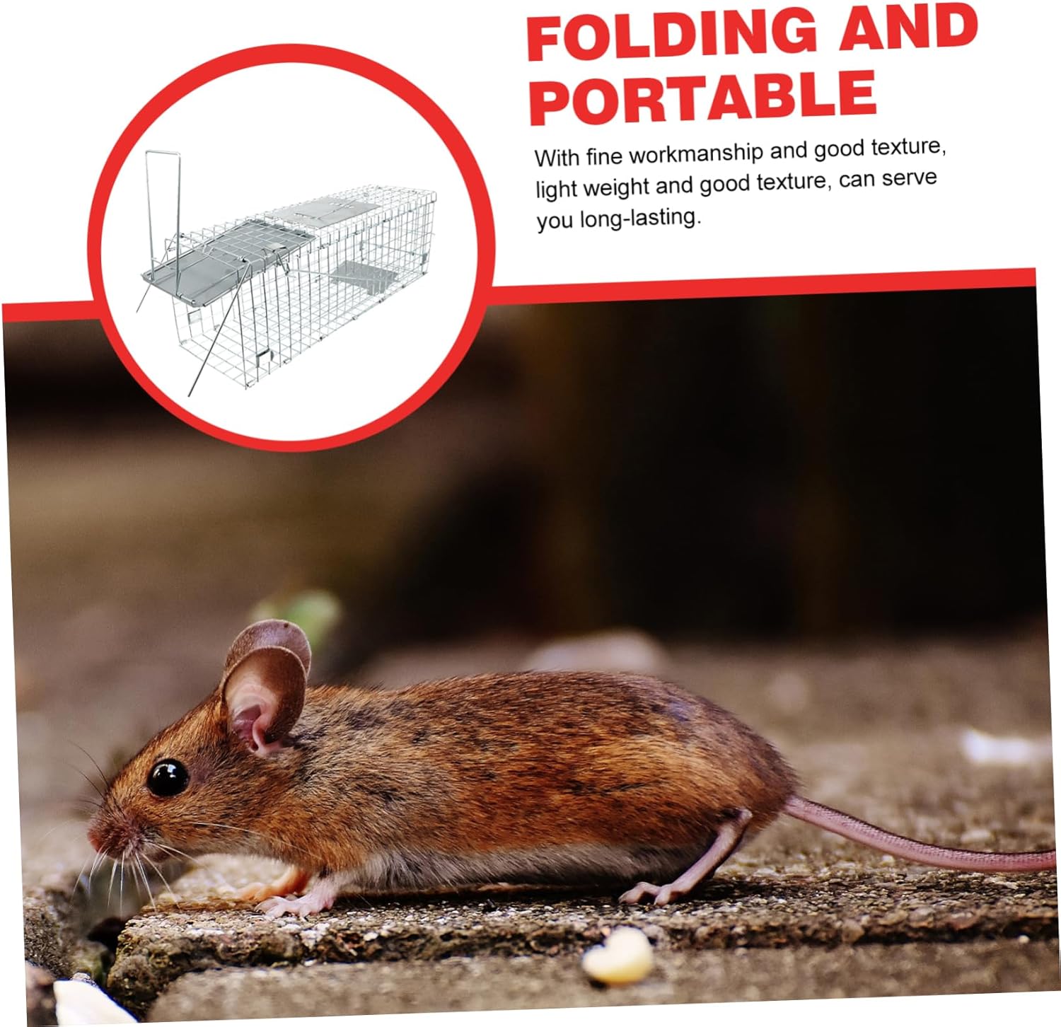 Rugged Metal Cage Live Folding Hunting Supplies Humane Catching for Raccoons Opossums Cats Rabbits