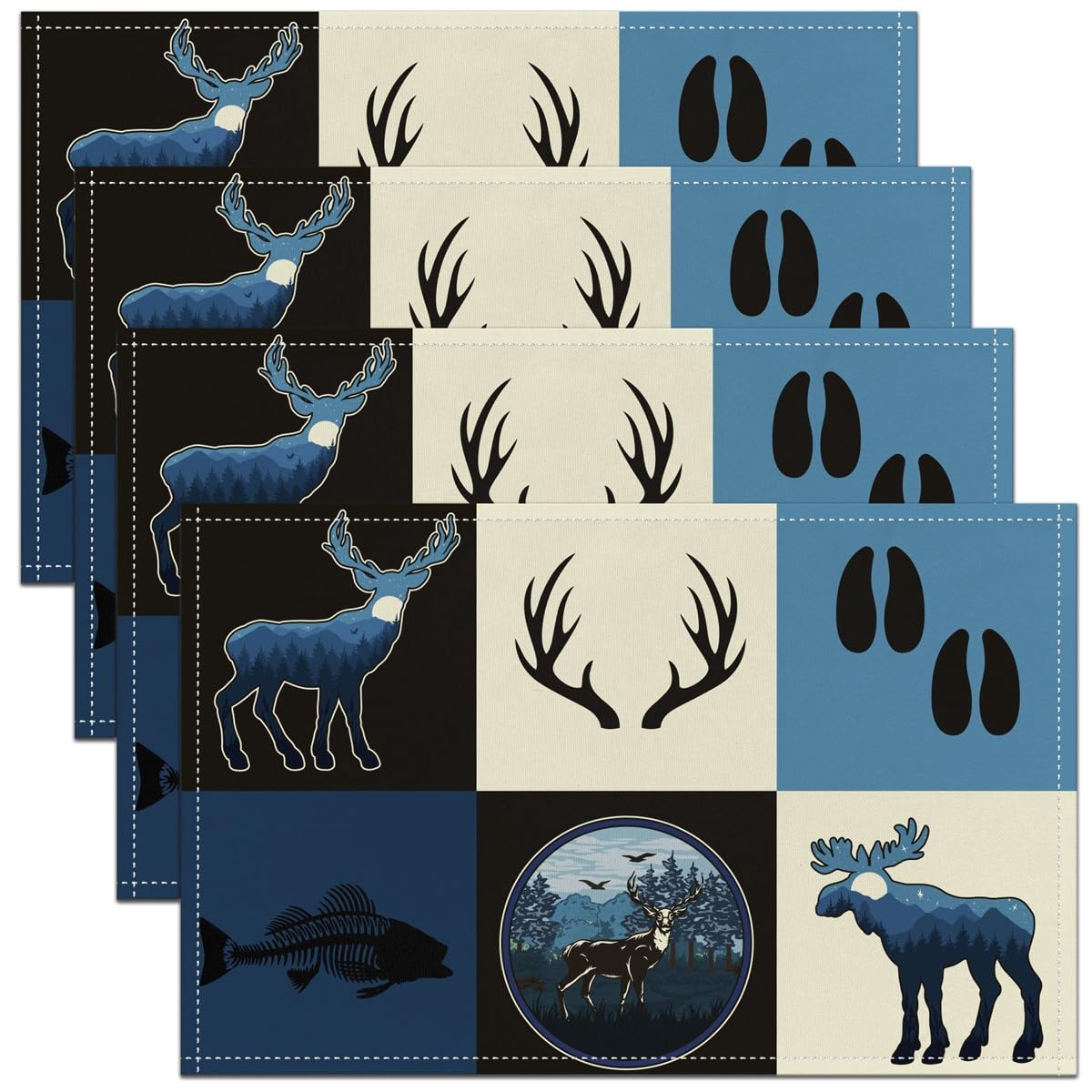 Set de table lavable pour protéger la table des enfants lot de 4 cerf