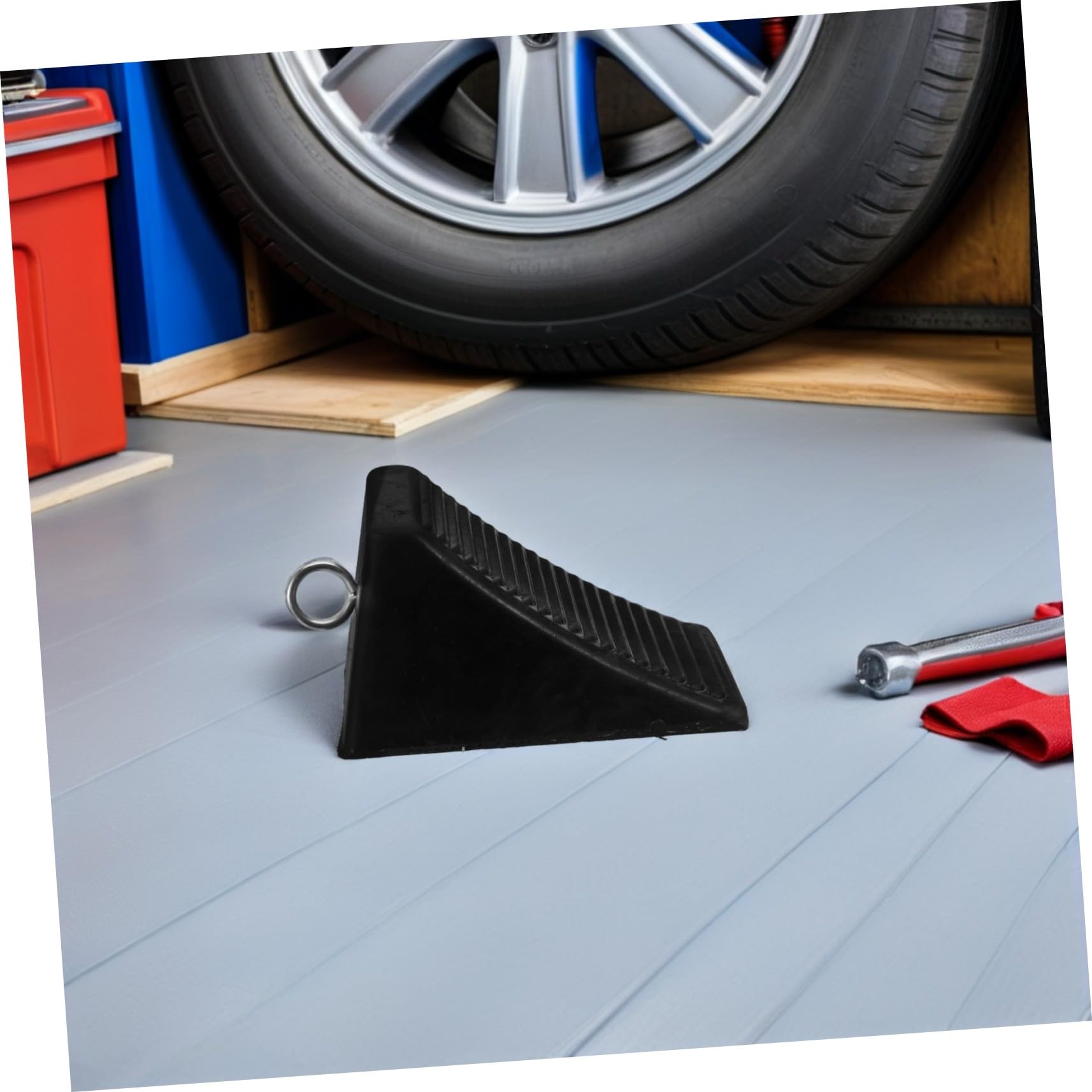 Healvian 2 calzos para Ruedas: Calzos de Goma para Ruedas de Coche con Anillo – Tope de estacionamiento para vehículos, Camiones y remolques.