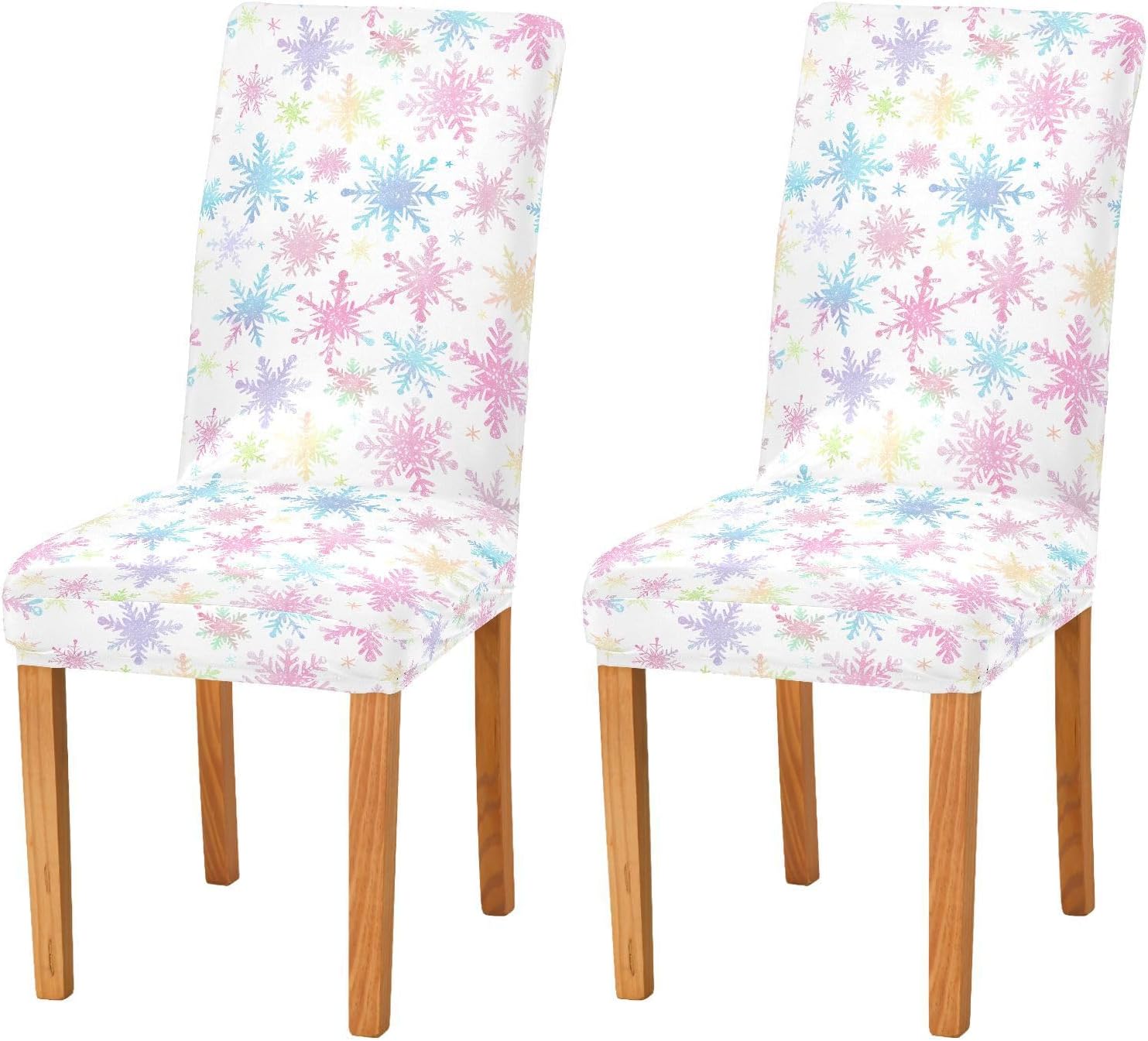 ALAZA Chair Covers for Dining Room, Snowflakes Colorful Pattern Stretch Chair Cover Sets Chair Protector Removable Washable for Ktichen Restaurant Hotel