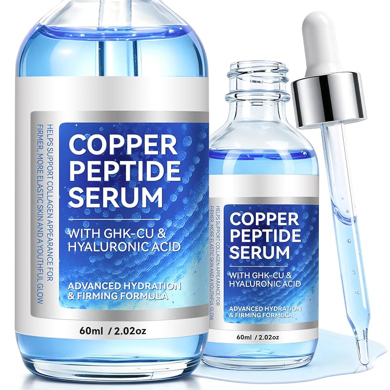 Sérum facial com peptídeo de cobre GHK-Cu e ácido hialurônico HGQRVEX, 60 mL