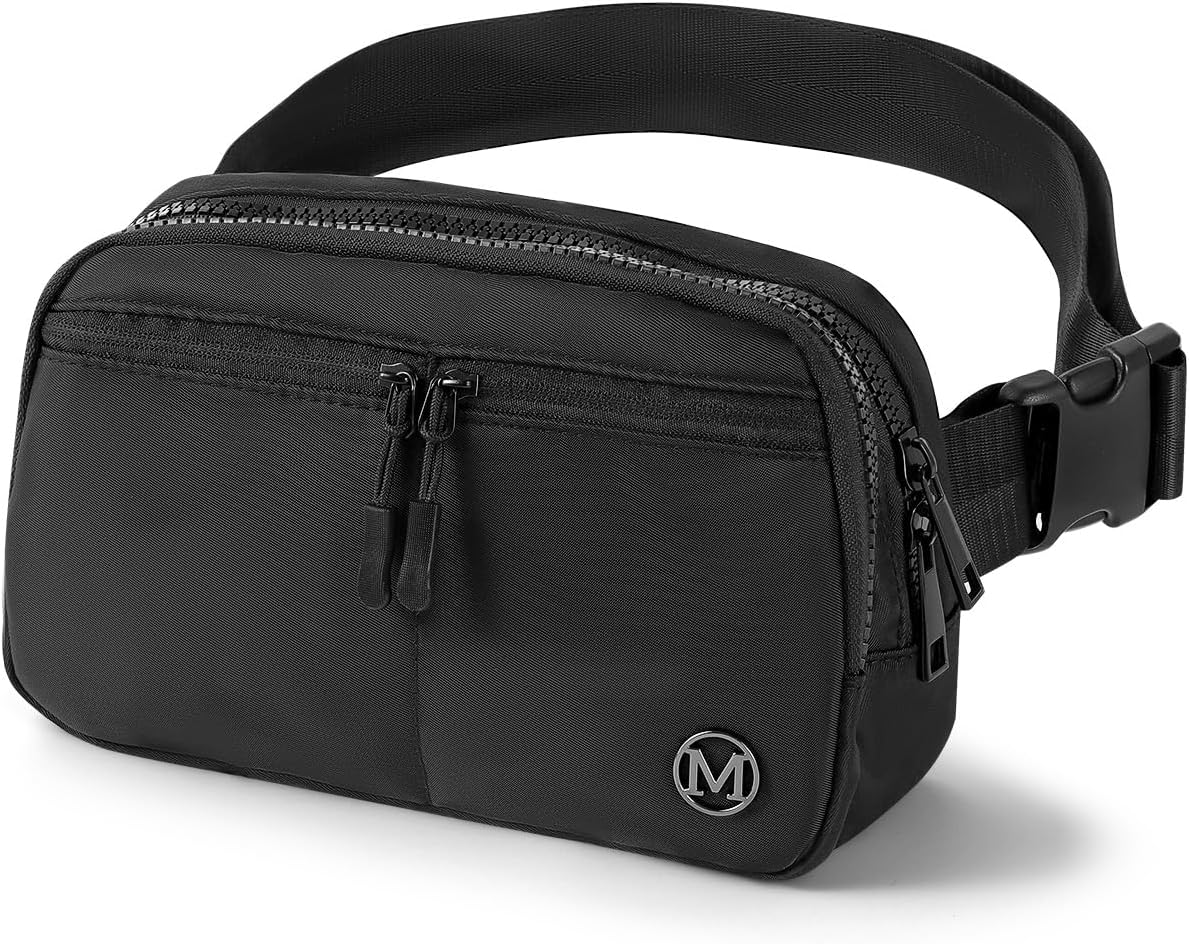 Sac Banane Taille Homme Femme Sac Banane Sacs Bananes De Randonnée Avec Porte Bouteille Ceinture Réglable Pour La Randonnée D'entraînement En Plein Air (Black