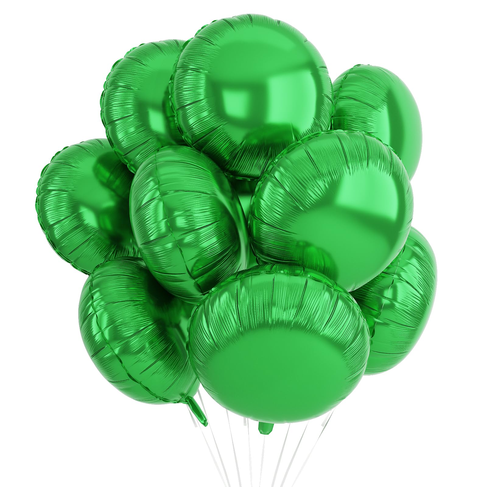 20PCS Green Round Shaped Balloons, 18 Inch Round Foil Balloon, Giant Round Aluminum Helium Balloon For Birthday Party Wedding Anniversary Celebration