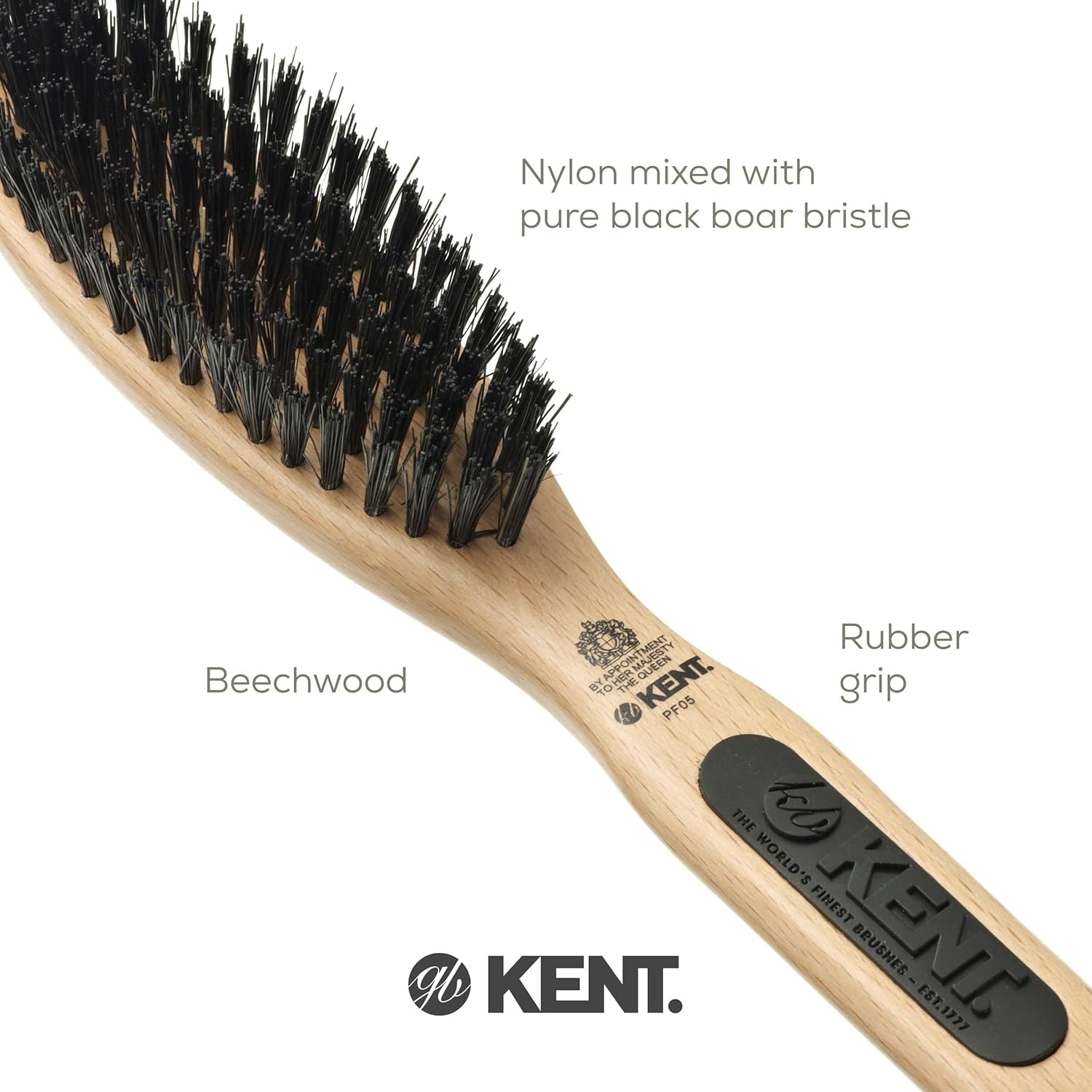 Kent PF05 Narrow Oval Hair Brush, Pure Boar Bristle and Wood for Shaping, Straightening and Grooming Brush for Revitalizing Short to Medium Length - Image 5
