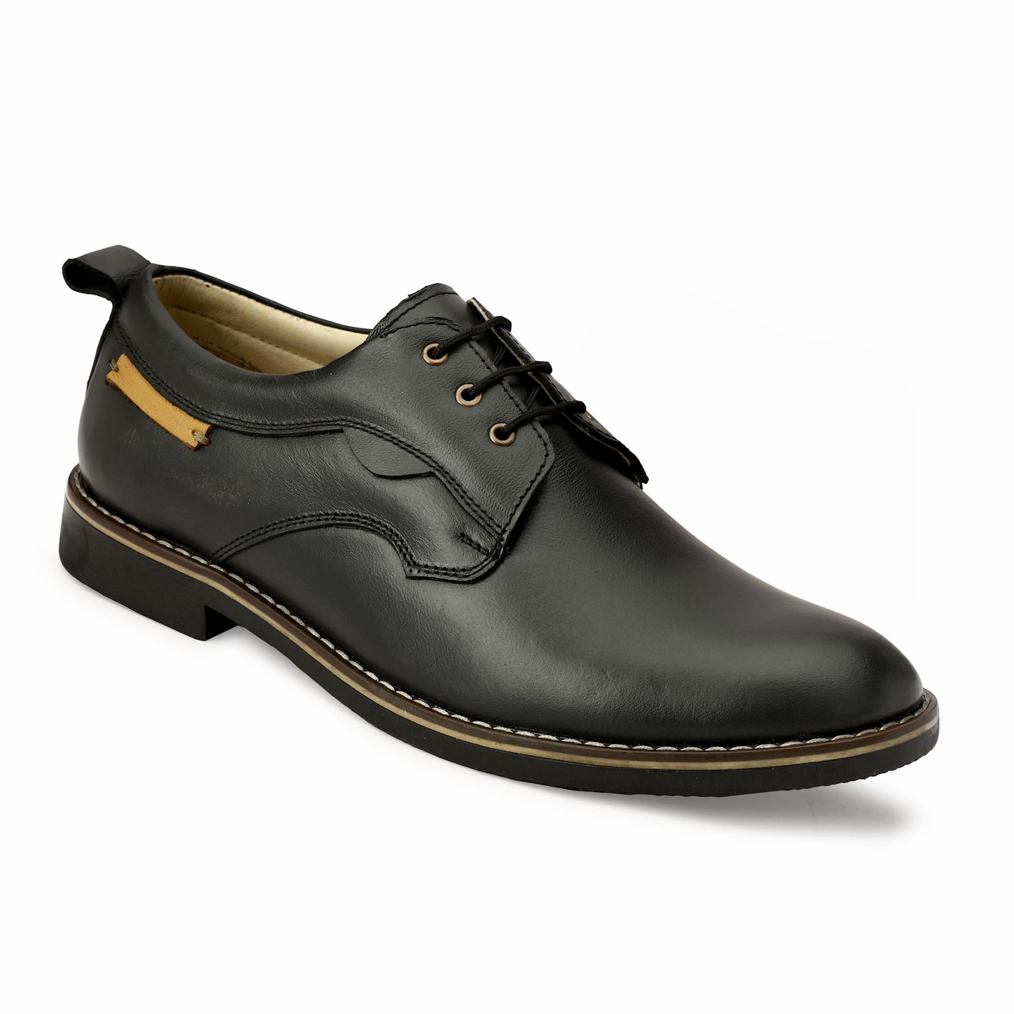 R M Enterprises Men's Genuine Leather Lace-Up Formal Shoes with TPR Sole| Soft Cushioned Sock Padding for Office and Business Wear-image-11