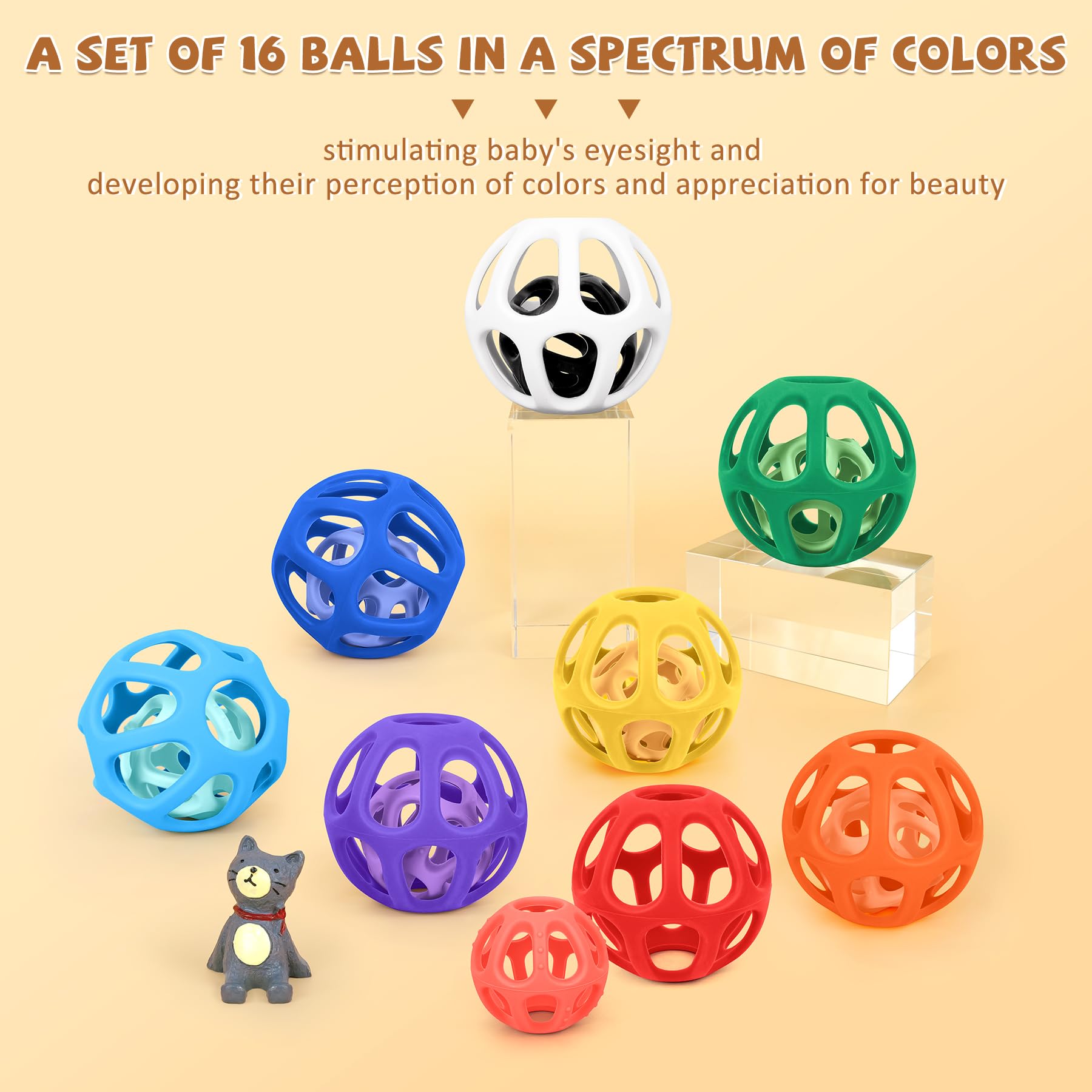 MCGMITT Greifbälle, Beißbälle & Beißring für Babys 6-12 Monate, Babyspielzeug 8-teiliges Sensorik Set aus weichem Silikon Montessori Motorikspielzeug Hand-Auge-Koordination Frühförderung, Geschenk