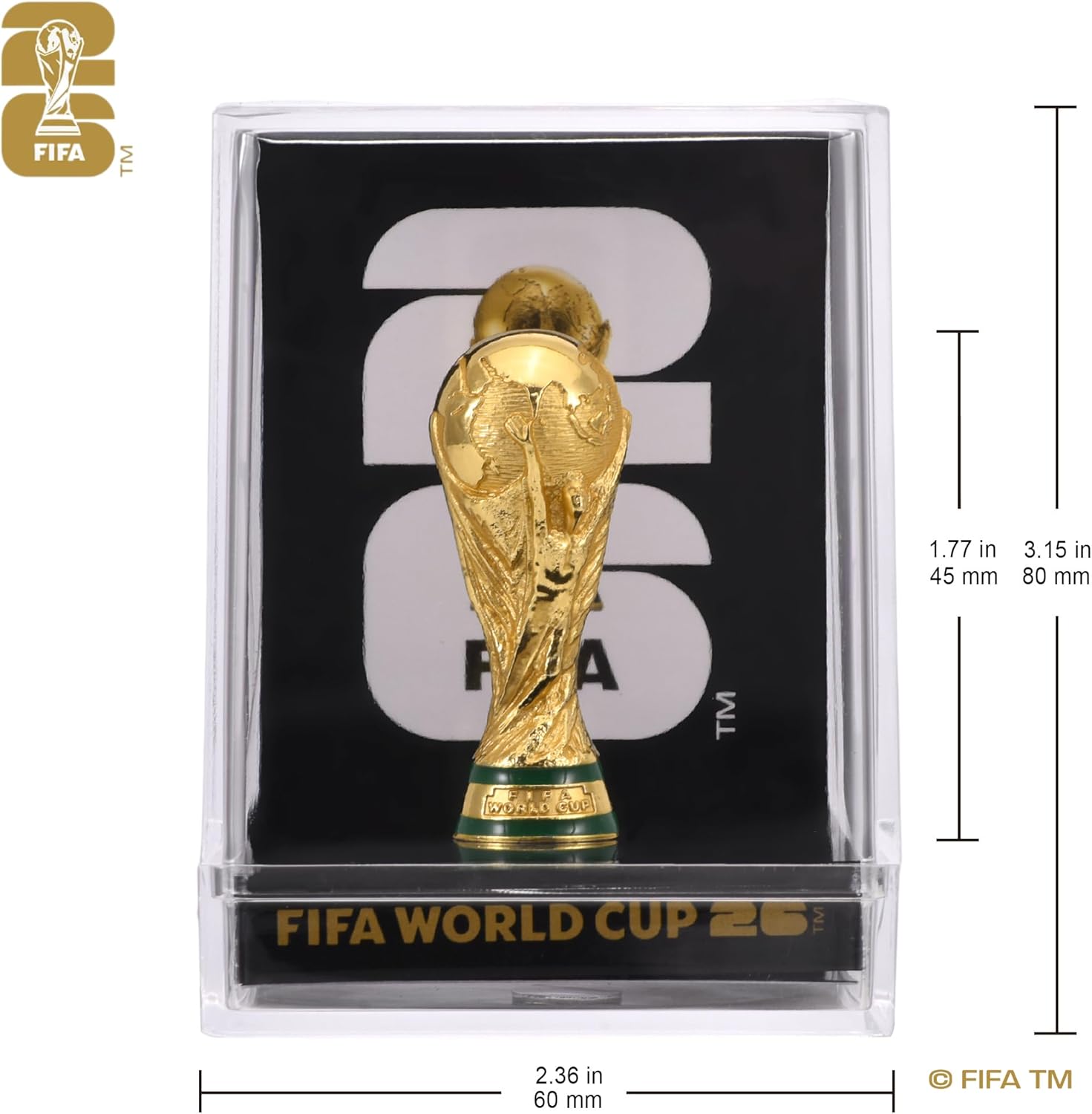Official FIFA World Cup 2026 Edition - 3 Inch 3D Trophy Inside a Premium Acrylic Case - Timeless Collector’s Item - FIFA World Cup Trophy Replica Perfect for Man Cave or Football Memorabilia
