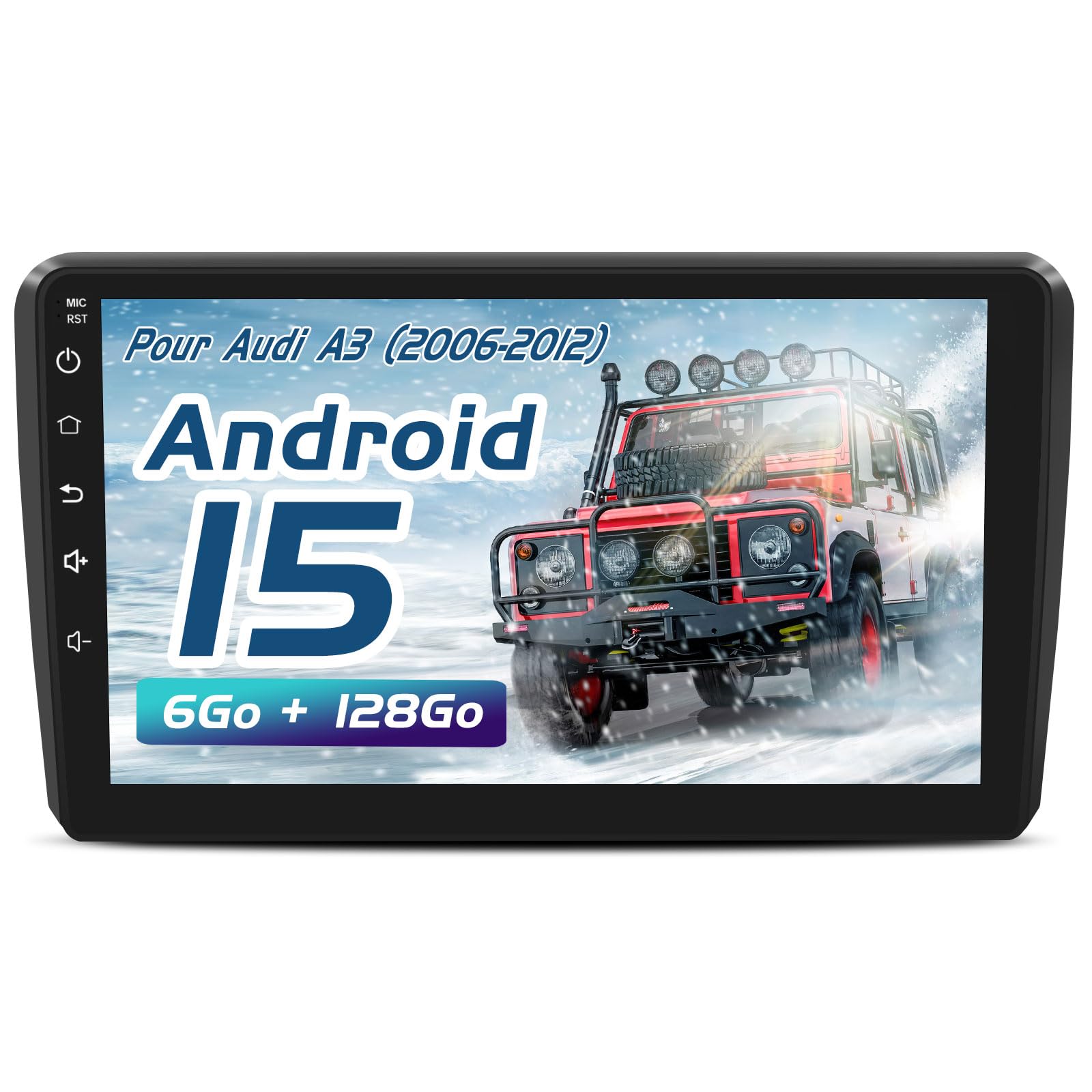 AWESAFE Autoradio Android 15/13 pour Audi A3 S3 RS3 | 6Go+128Go | 4G LTE | Écran Tactile 9 Pouces | CarPlay sans Fil & Android Auto | GPS WiFi Bluetooth | FM RDS USB | Commandes au Volant