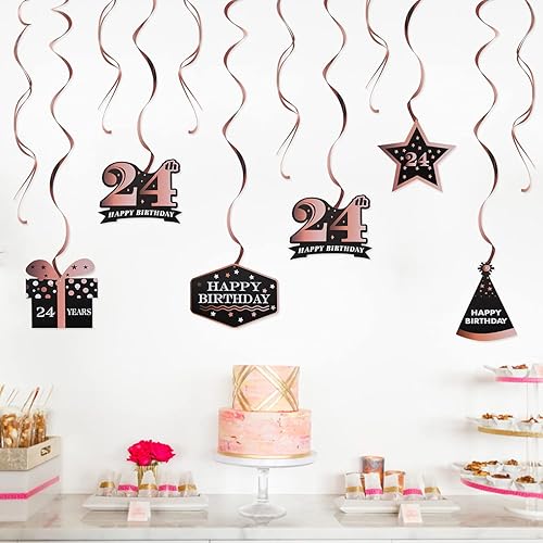 Miniatura 185 de LINGTEER Happy 65th Birthday Decorations Set - 12Pcs Black & Gold Swirls Streamer,Happy Birthday Bunting Banner,Cheers to 65 Years Old Bday Party