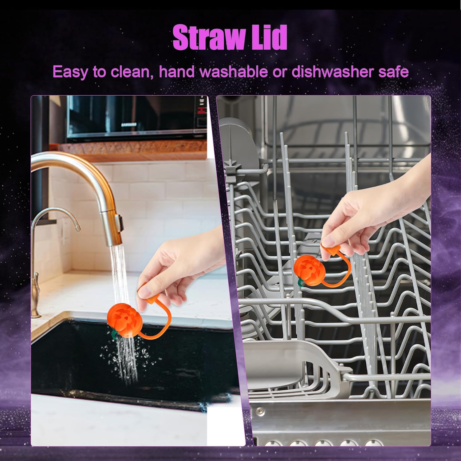 5pcs Halloween Straw Cover Cap for Stanley Cup 30/40oz, Spooky Silicone Straw Topper Bats Pumpkin Straw Tip Lid for 10mm Straws Tumbler Accessories Halloween Gifts Party Favors - Image 4