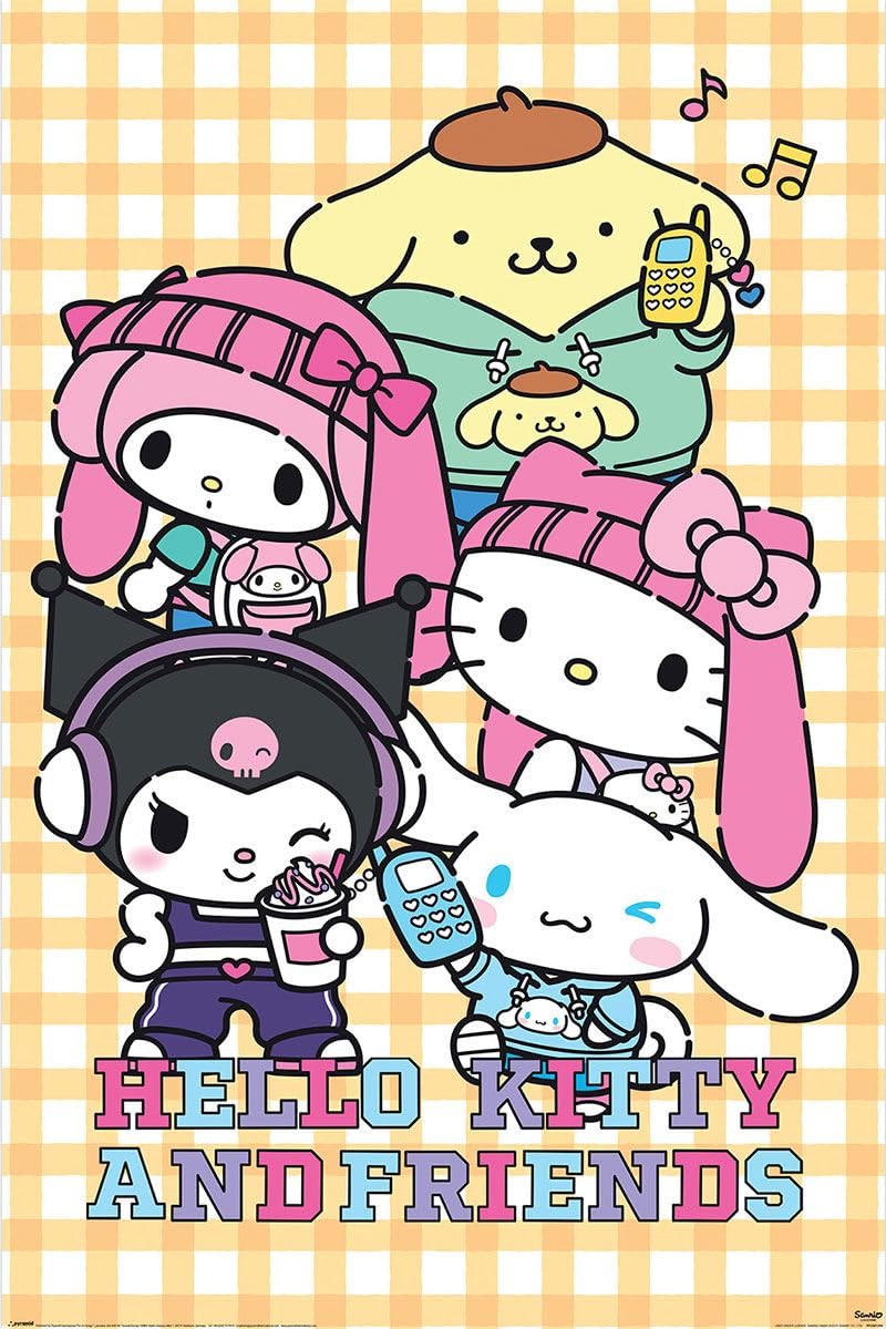 Grindstore Multicolour Sanrio Hello Kitty Pop Maxi Poster - Laminated Large Wall Art Print, Wall Decor, Home Office Classroom Decoration, Gift Idea, Decorative Print 91.5X61cm For Bedrooms, Living Rooms, Offices