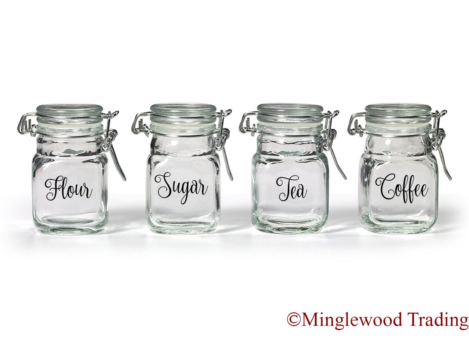 Set of 4 Canister Labels - V2 - Vinyl Decal Stickers Kitchen Flour Sugar Tea Coffee - 20 COLOR OPTIONS - Yellow