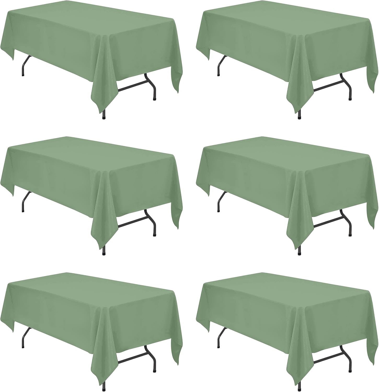 BRILLMAX 6 Pack Sage Green Tablecloths for 6 Foot Rectangle Tables 60 x 102 Inch